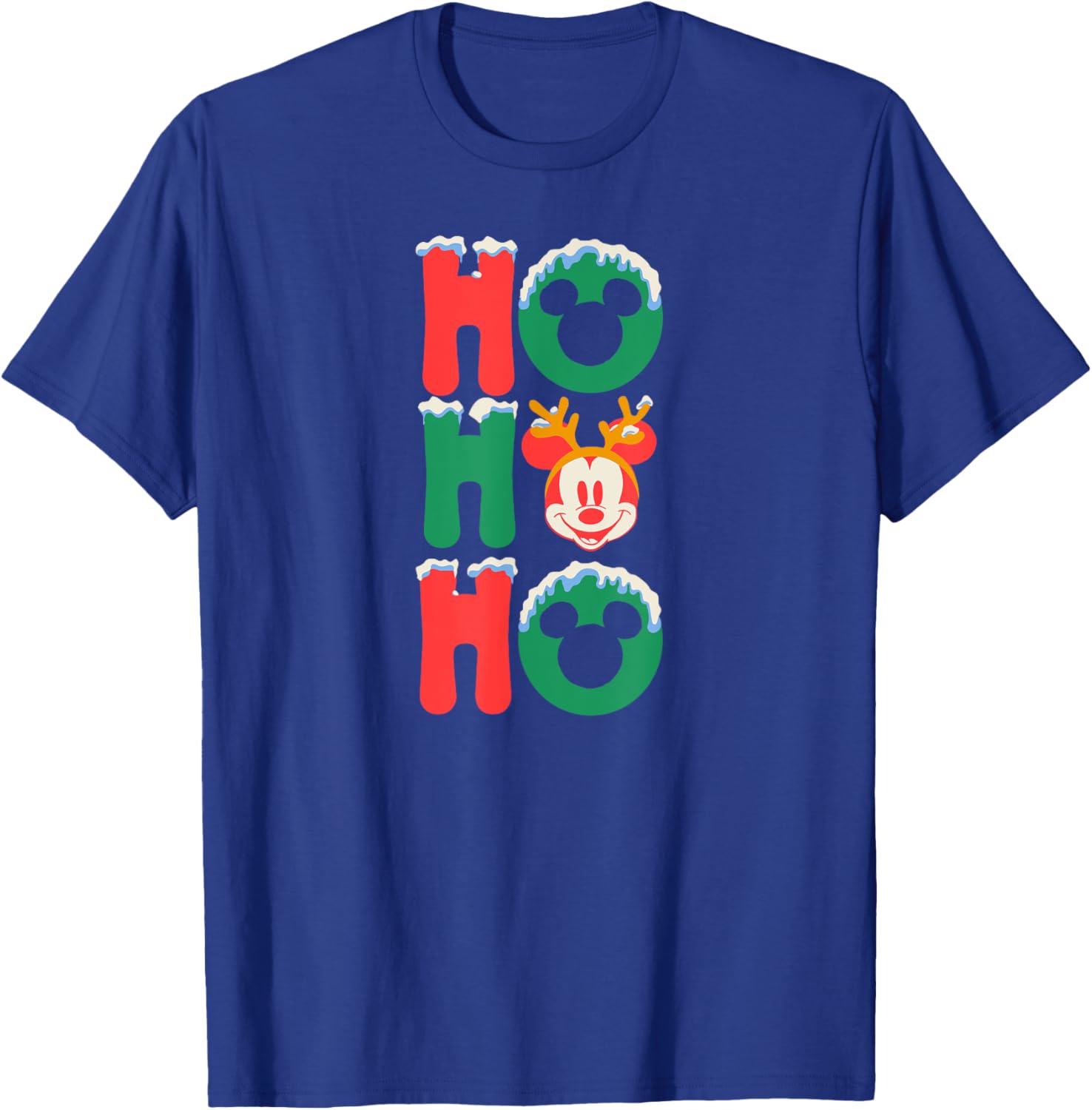 Mickey Mouse Ho Ho Ho Antlers Christmas T-Shirt for Men, Black Small - 1