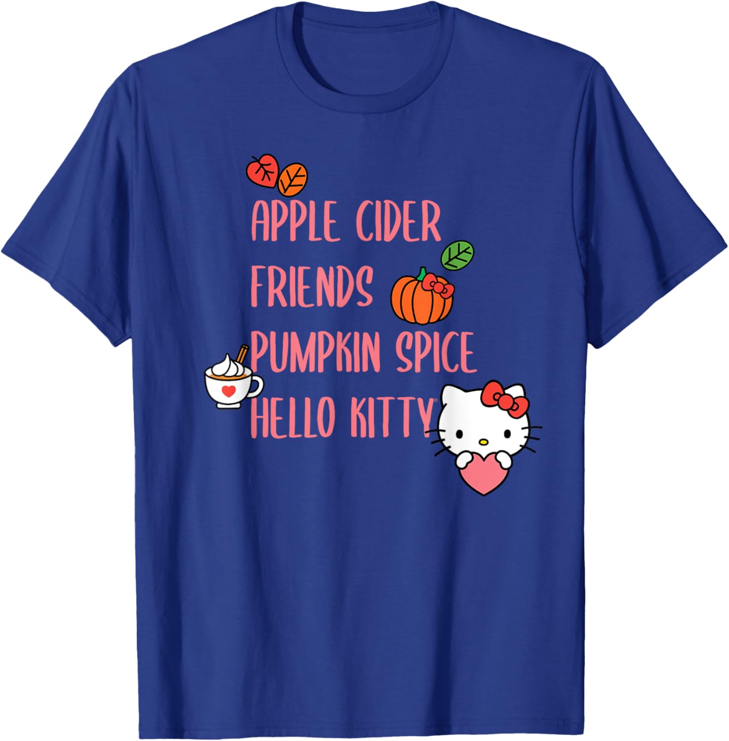 Cute Apple Cider Friends Pumpkin Spice Hello Kitty T-Shirt for Fall Fun - 12