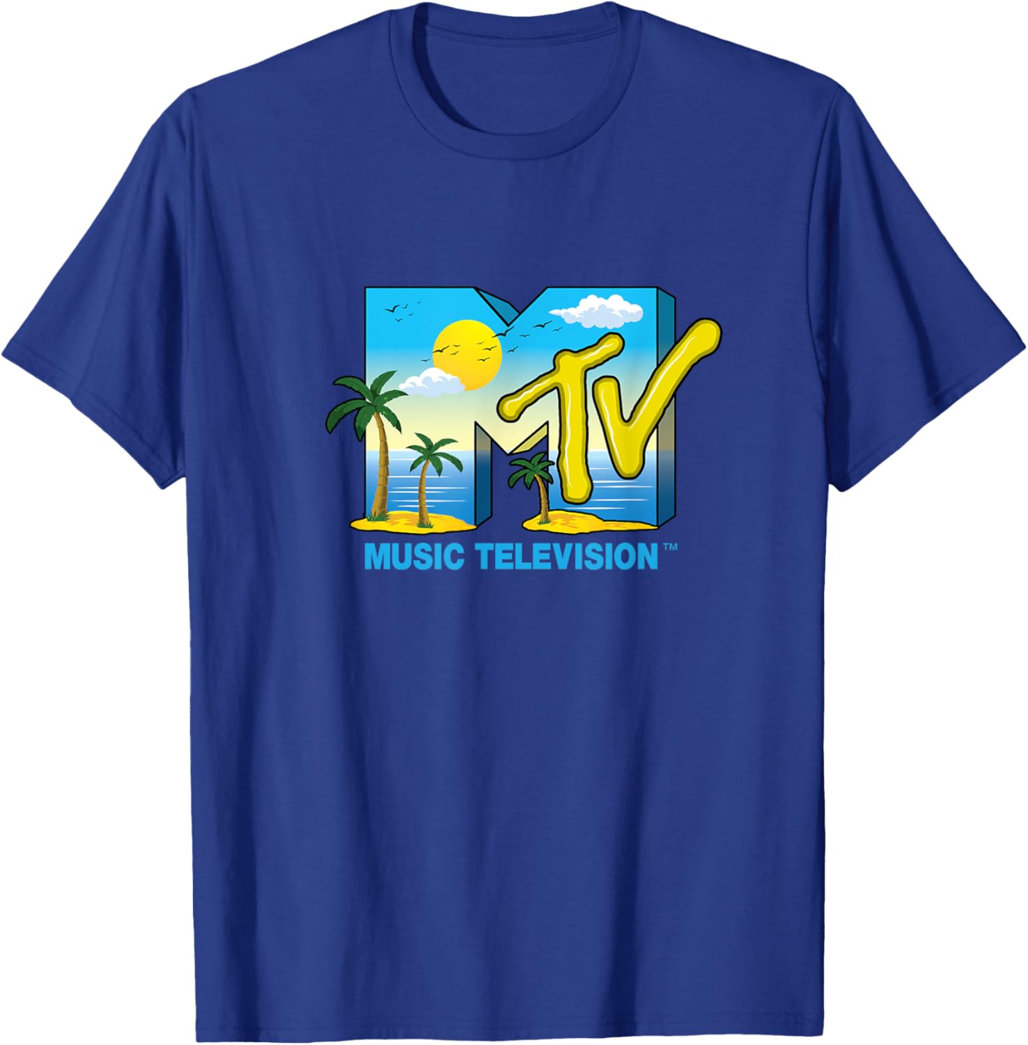 Mademark x MTV Official Logo T-Shirt with Palm Trees and Beach Vibes - 3