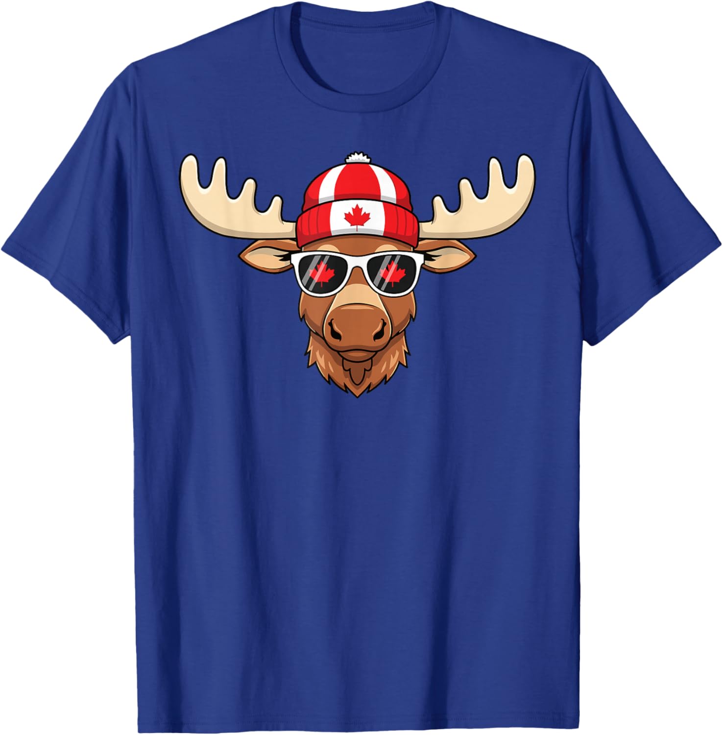 Canada Day Moose Sunglasses T-Shirt with Maple Leaf and Flag Design - 17