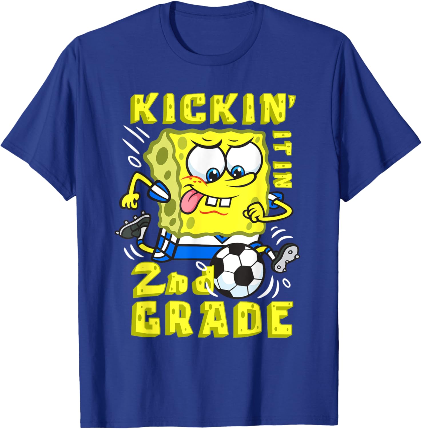 SpongeBob SquarePants Kickin It In 2nd Grade Soccer T-Shirt Gift for Kids - 1
