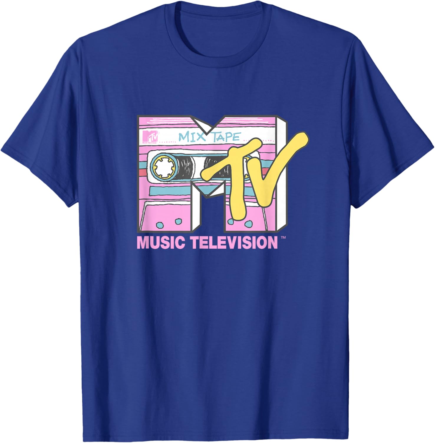 MTV Retro Neon Mix Tape T-Shirt Vintage Cassette Sketch Style - 9