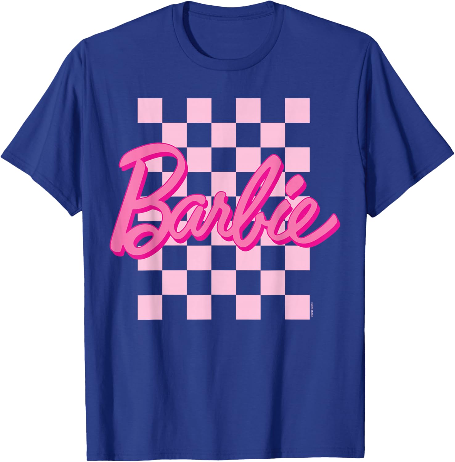 Barbie Logo Checkered Short Sleeve T-Shirt for Women Small Size - 8