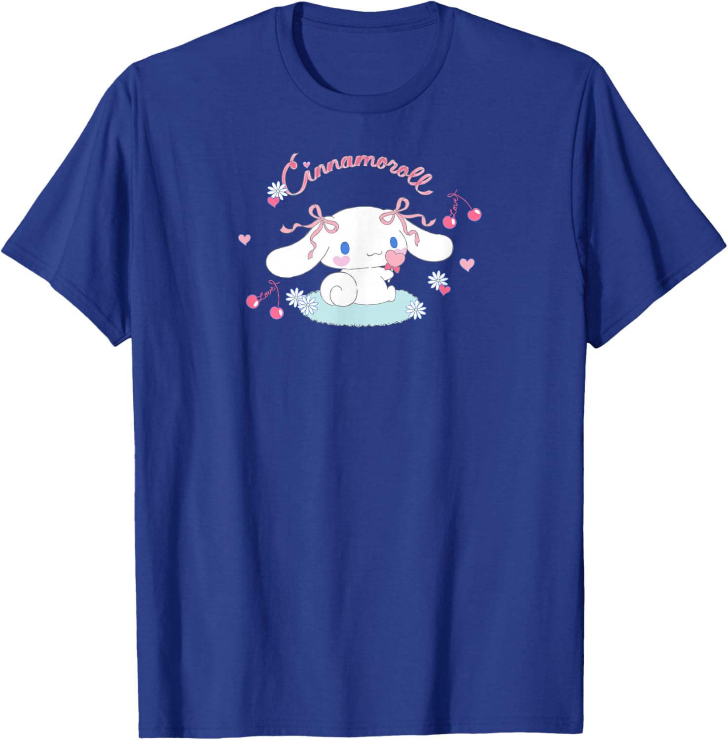 Cute SANRIO Cinnamoroll Cherry Love T-Shirt for All Seasons - White Small - 1