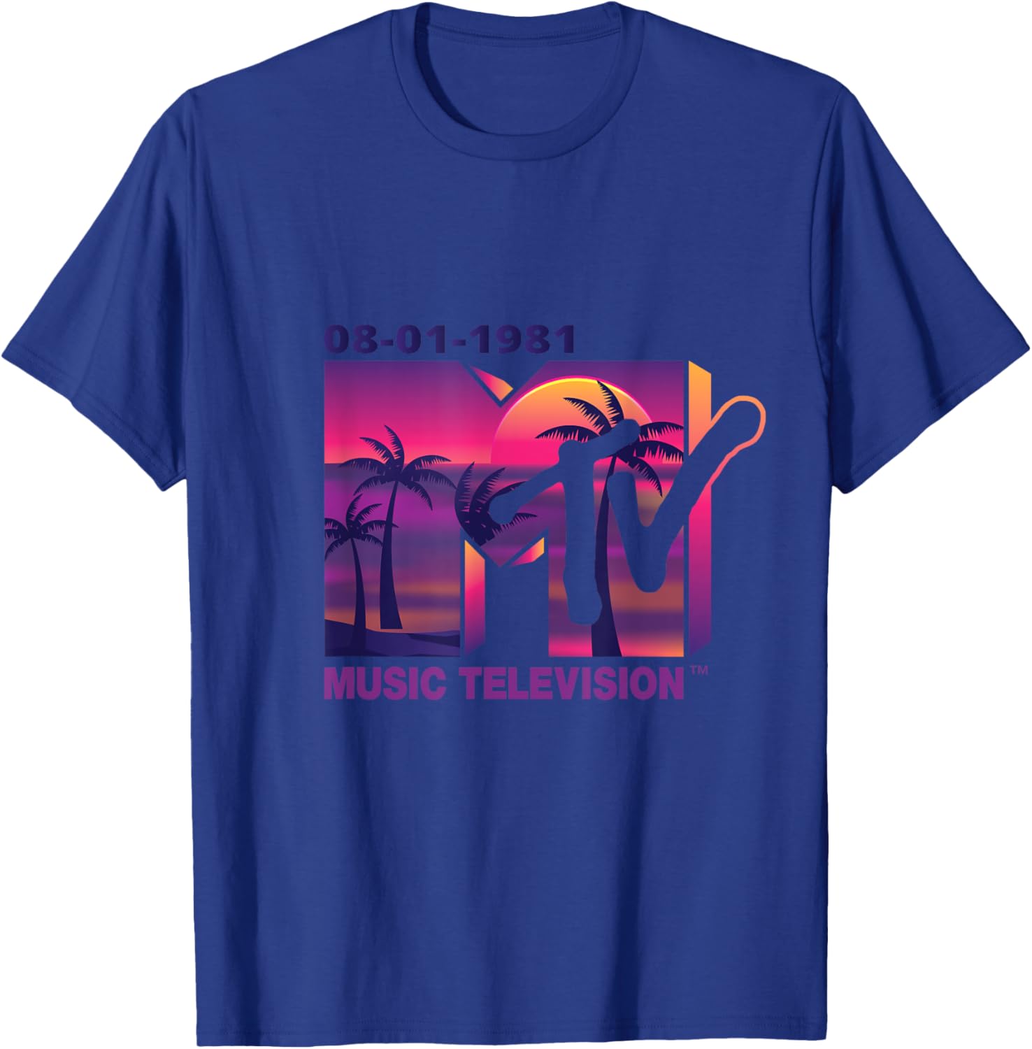 Mademark x MTV 1981 Logo T-Shirt with Purple Palms in Sunset Design - 11