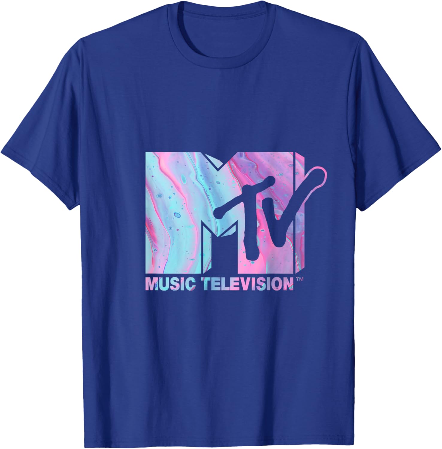 Mademark x MTV Fluid Logo T-Shirt in Pink and Blue for Stylish Wear - 1