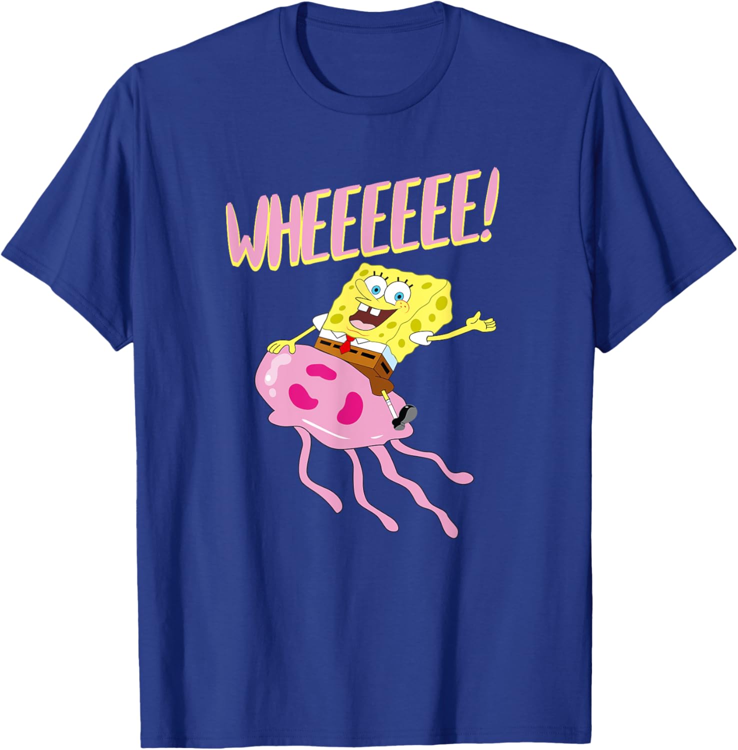 SpongeBob Riding Jellyfish Wheeeeee T-Shirt by Mademark Fun Apparel - 4