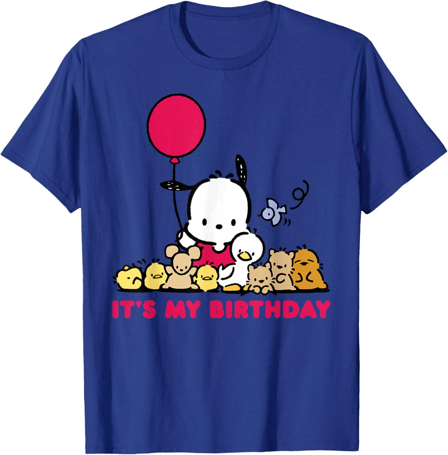 Pochacco Birthday T-Shirt for Adults, Grey Short Sleeve Classic Fit - 11