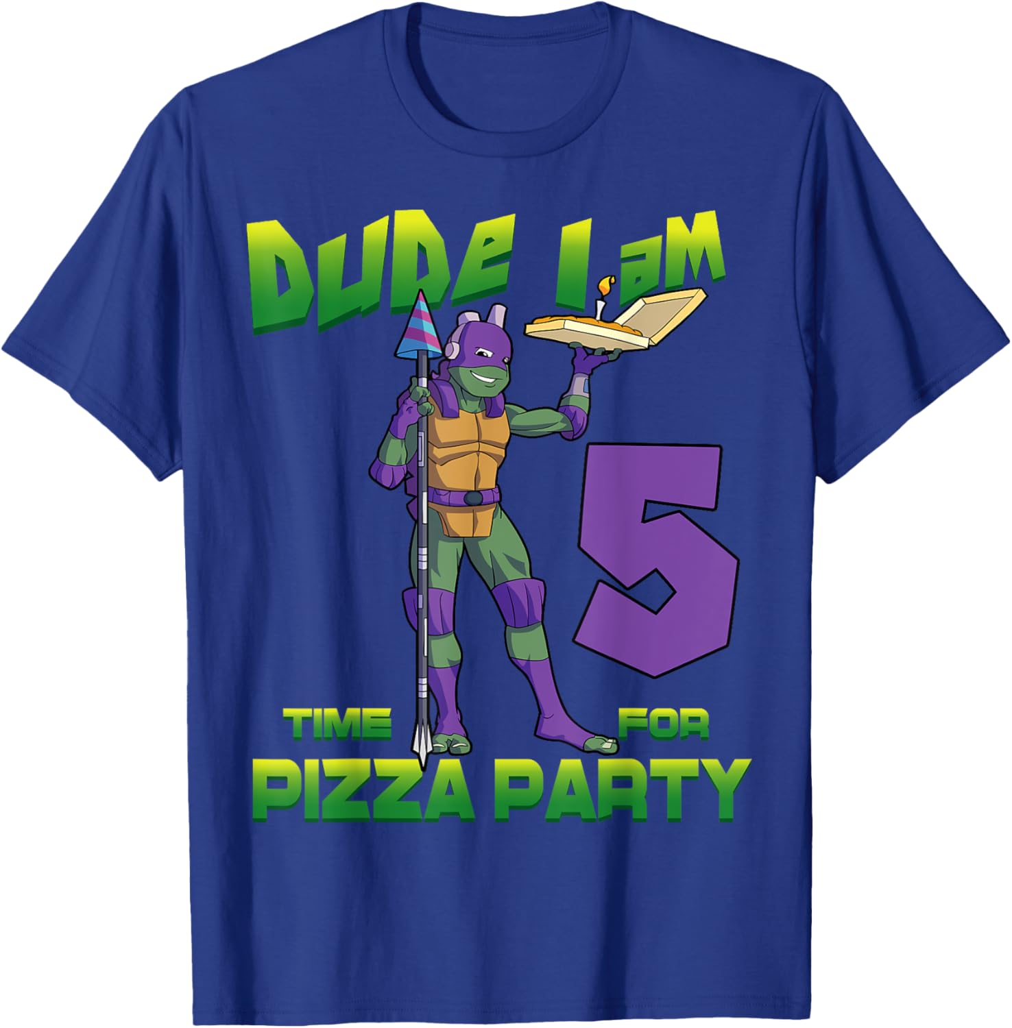 Mademark x TMNT Donnie Pizza Birthday T-Shirt for 5 Year Olds - 5