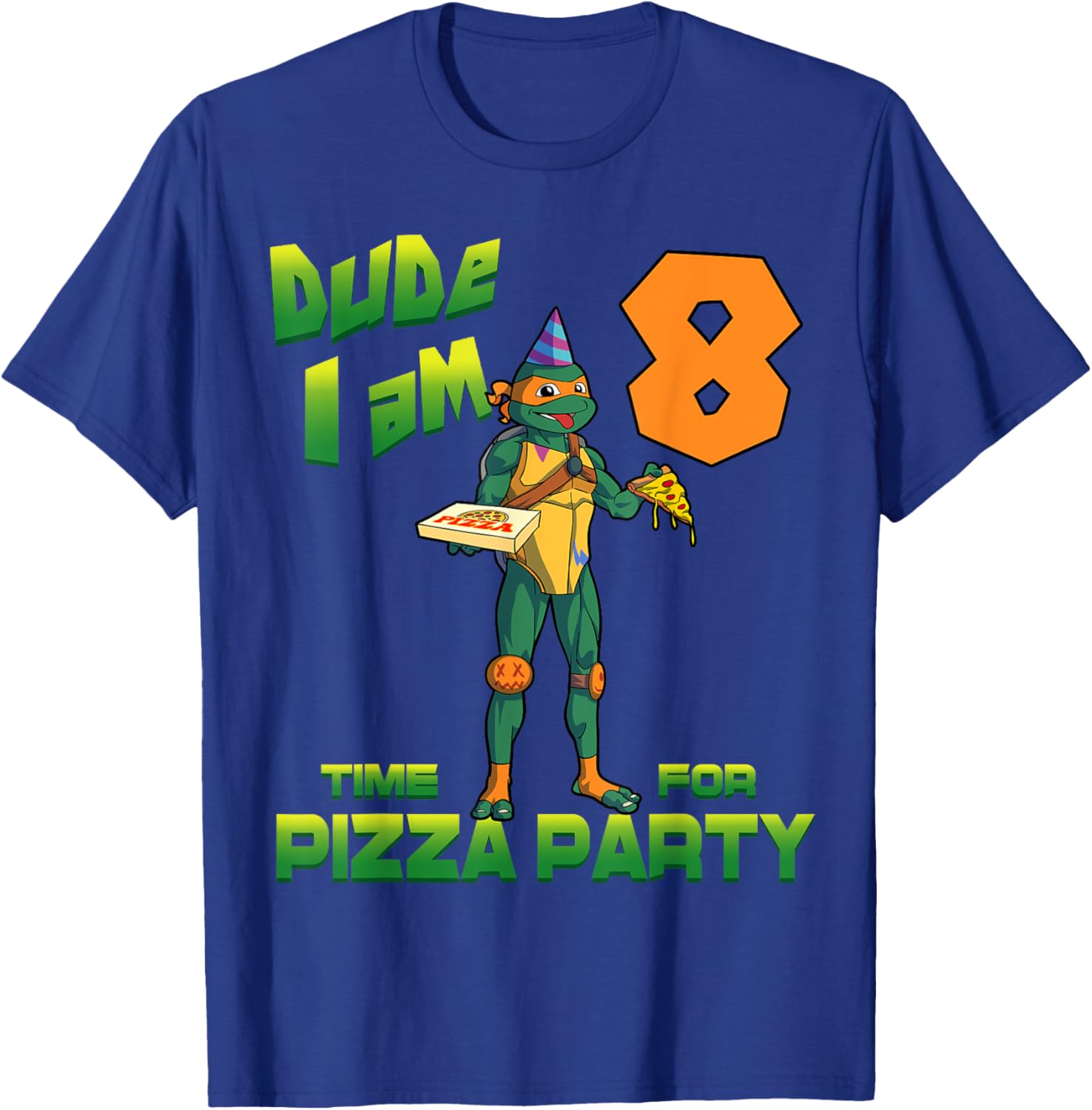 Cool Michelangelo Pizza Birthday T-Shirt for 8 Year Old TMNT Fans - 7