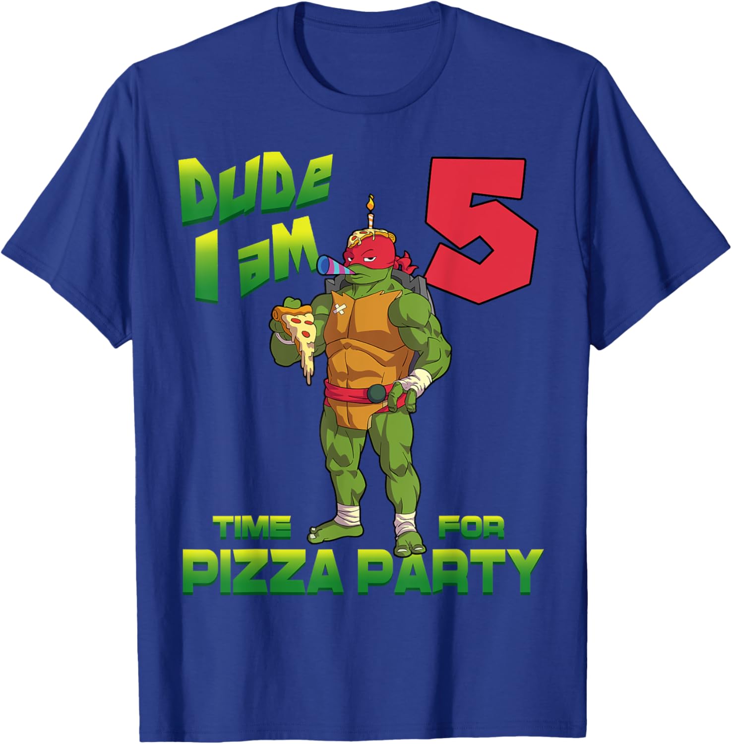 TMNT Raphael Pizza Birthday T-Shirt for 5 Year Old Party Fun - 12