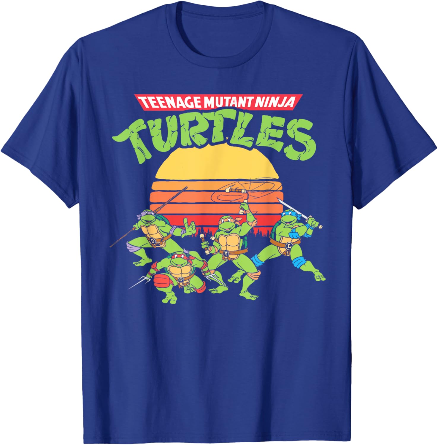 Mademark Teenage Mutant Ninja Turtles Retro Logo Eighties Sunset T-Shirt - 13