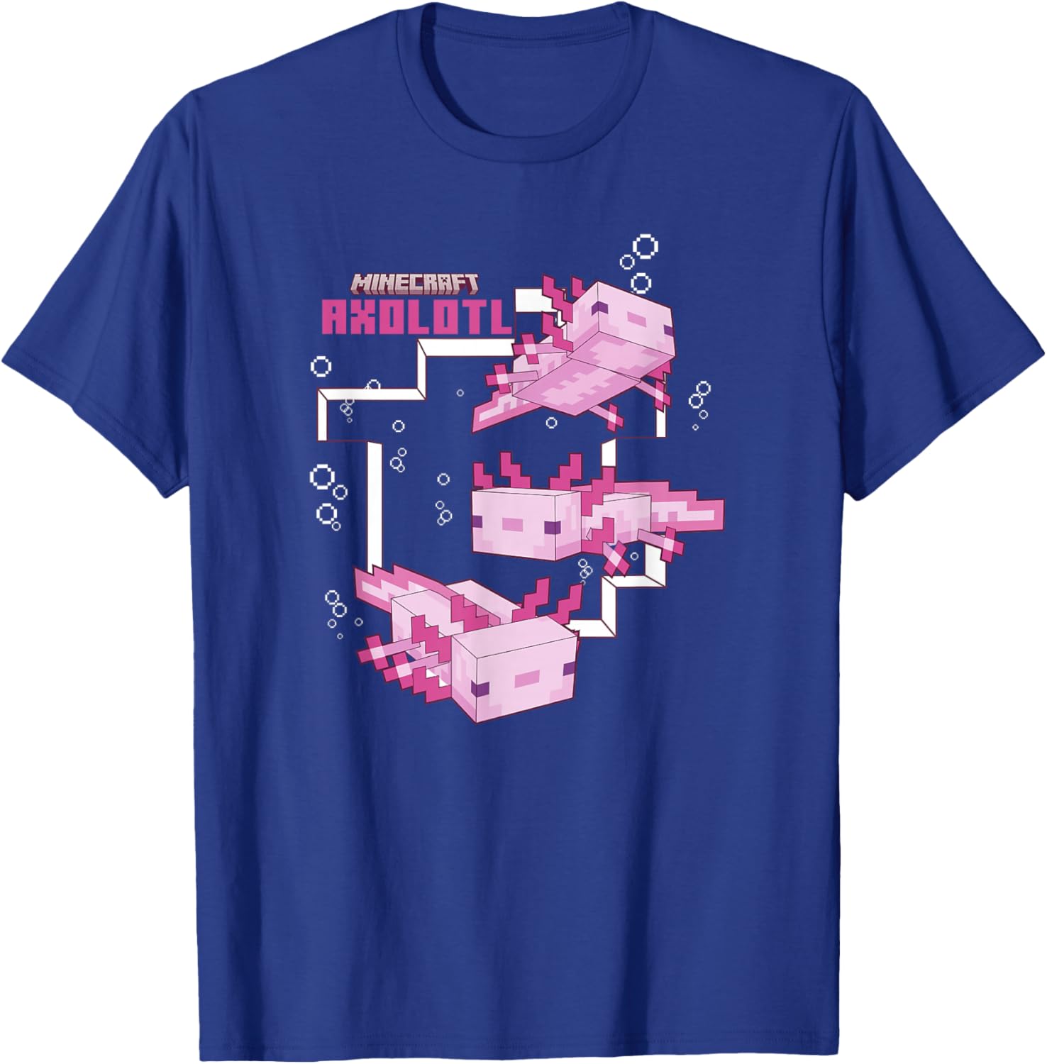 Cute Minecraft Pink Axolotl Pond T-Shirt for Kids and Adults - 3