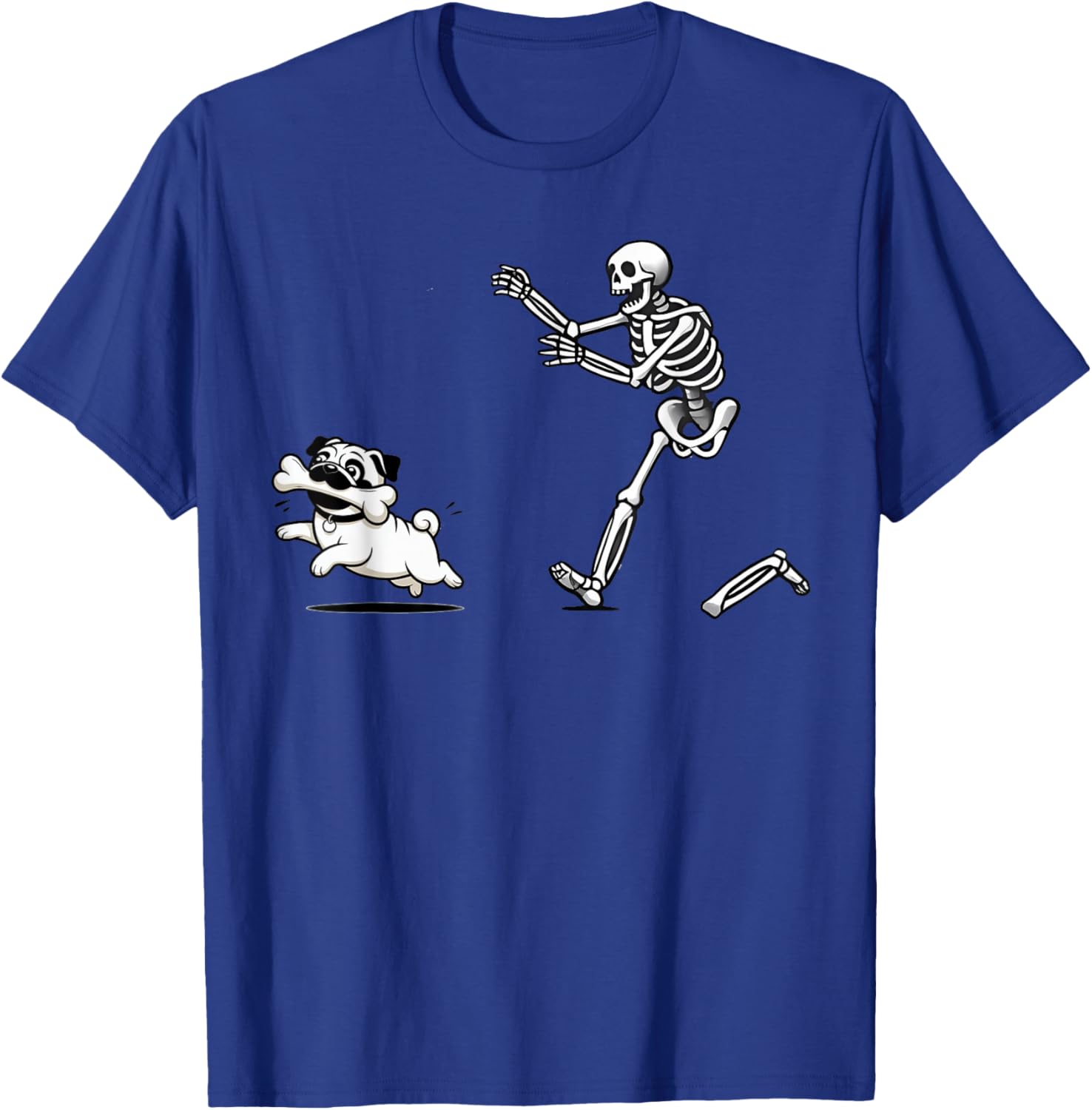 Funny Pug Stealing Bone from Skeleton T-Shirt for Dog Lovers - 17