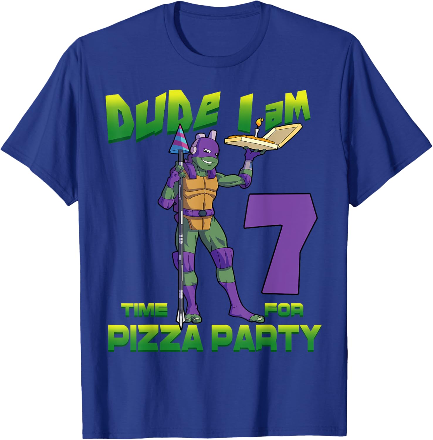 Cool TMNT Donatello Pizza Birthday Party T-Shirt for 7 Year Old Boys - 8