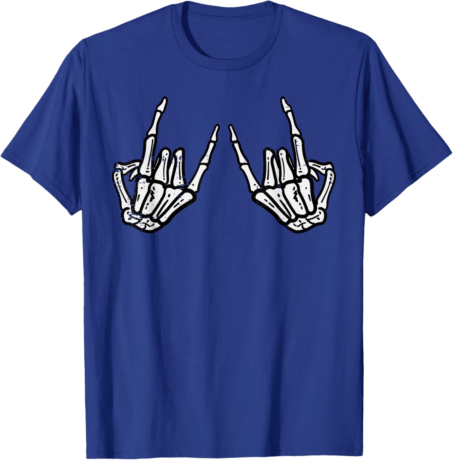 Rocker Hand Sign Skeleton Halloween T-Shirt for Men and Women - 16