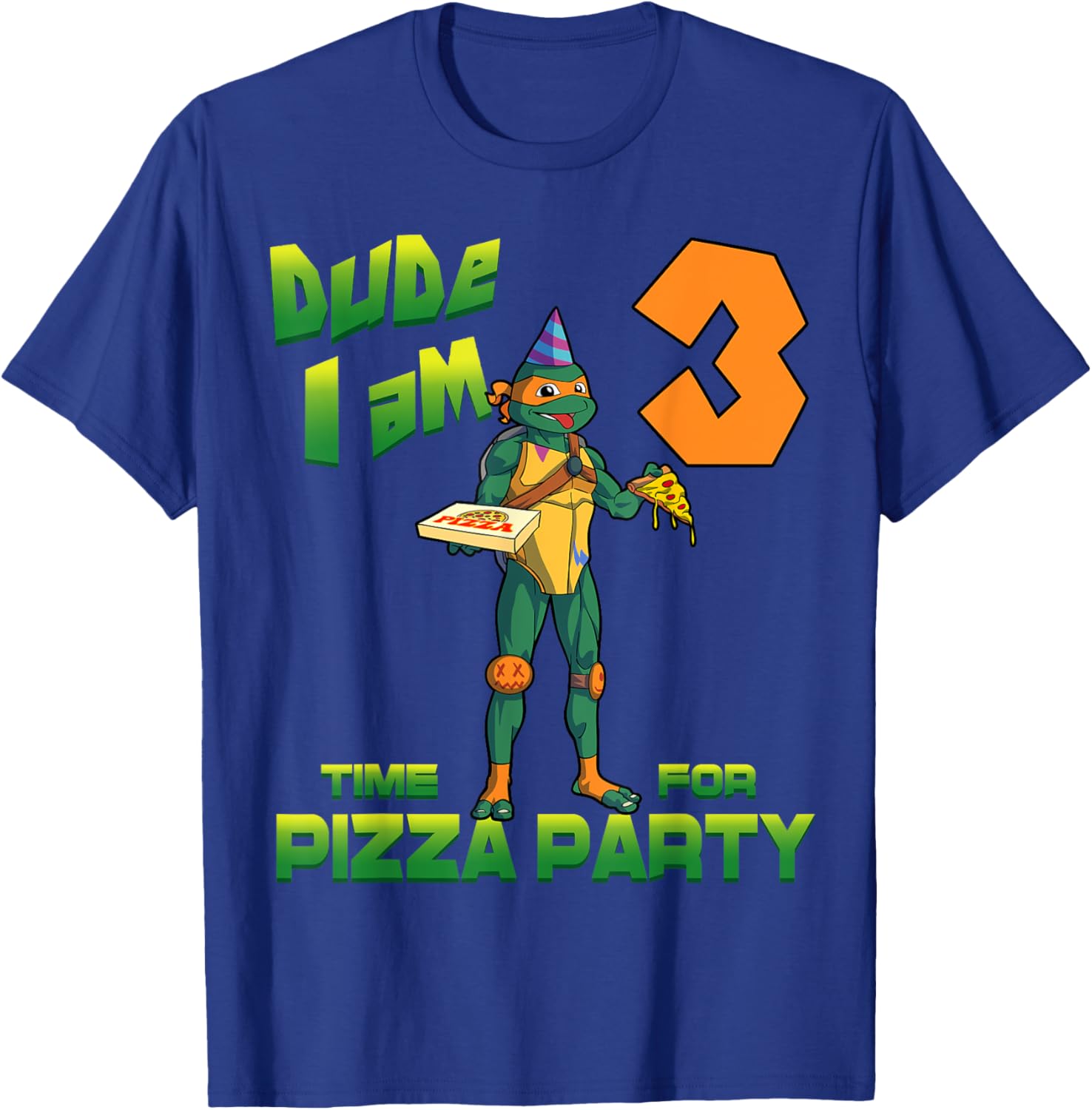 Michelangelo Pizza Birthday T-Shirt for 3 Year Old TMNT Fans - 4