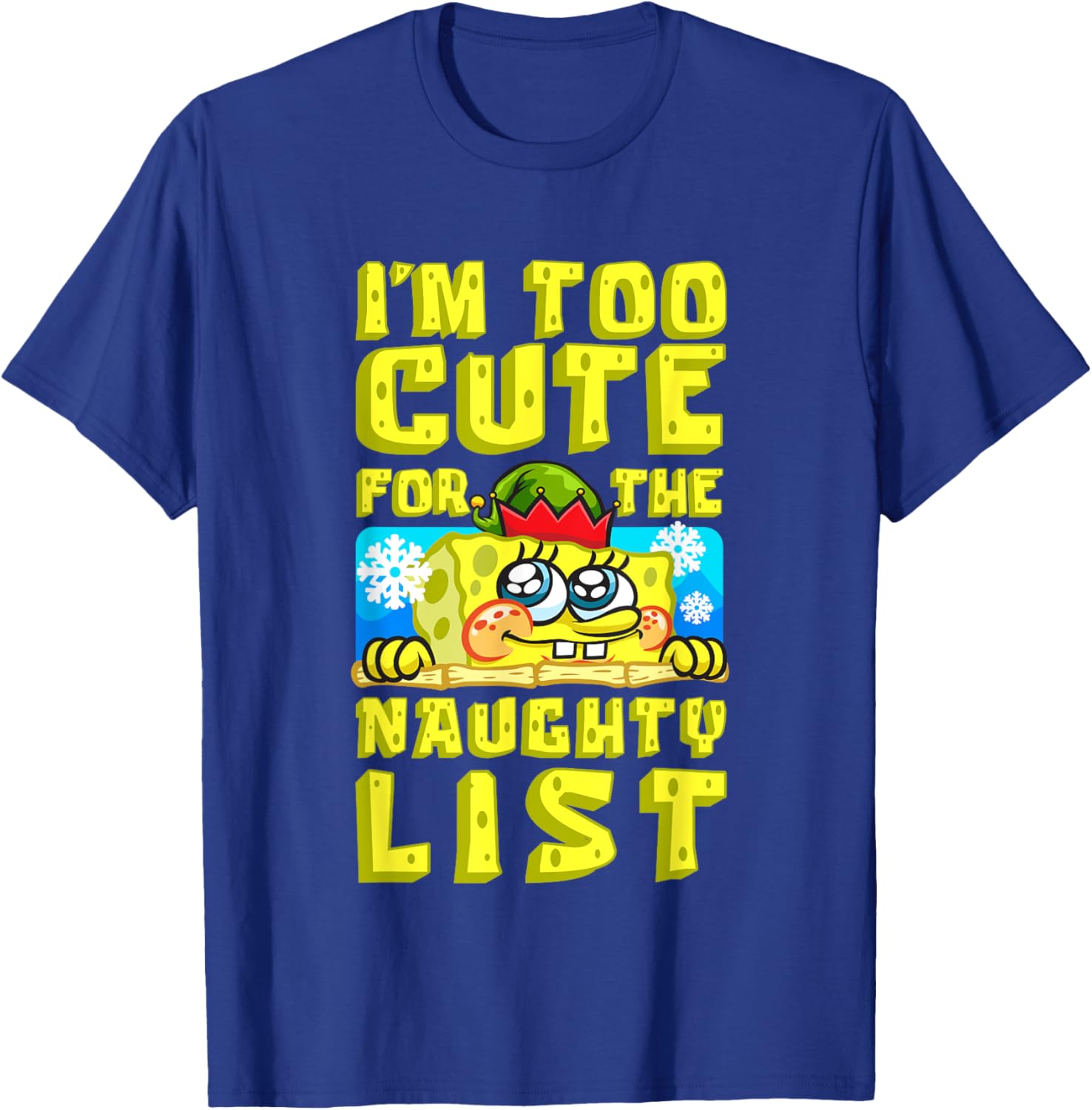 SpongeBob Christmas I'm Too Cute for the Naughty List T-Shirt Gift - 14