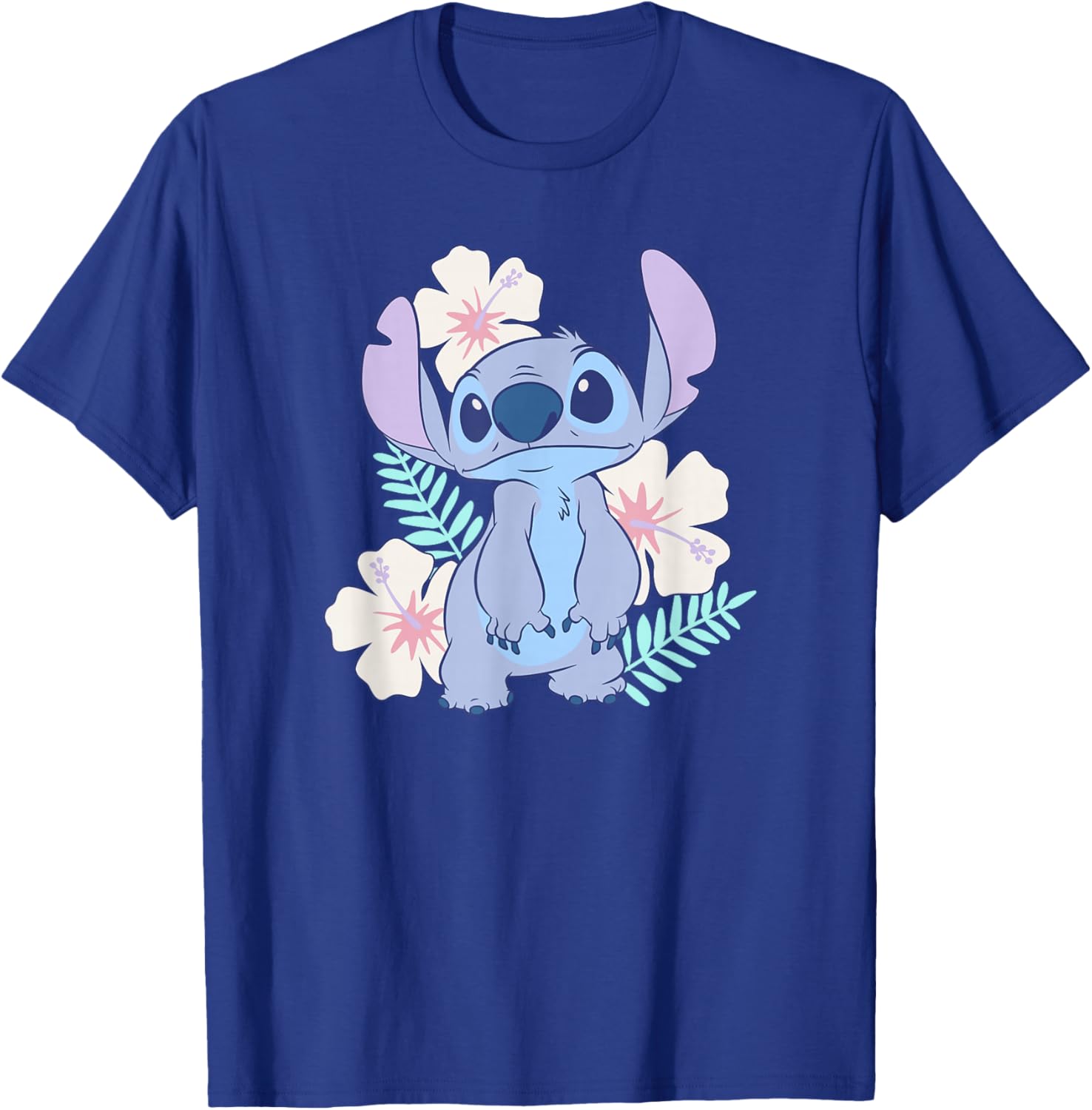 Cute Disney Lilo & Stitch Hawaiian Flowers Portrait T-Shirt for Fun Style - 2
