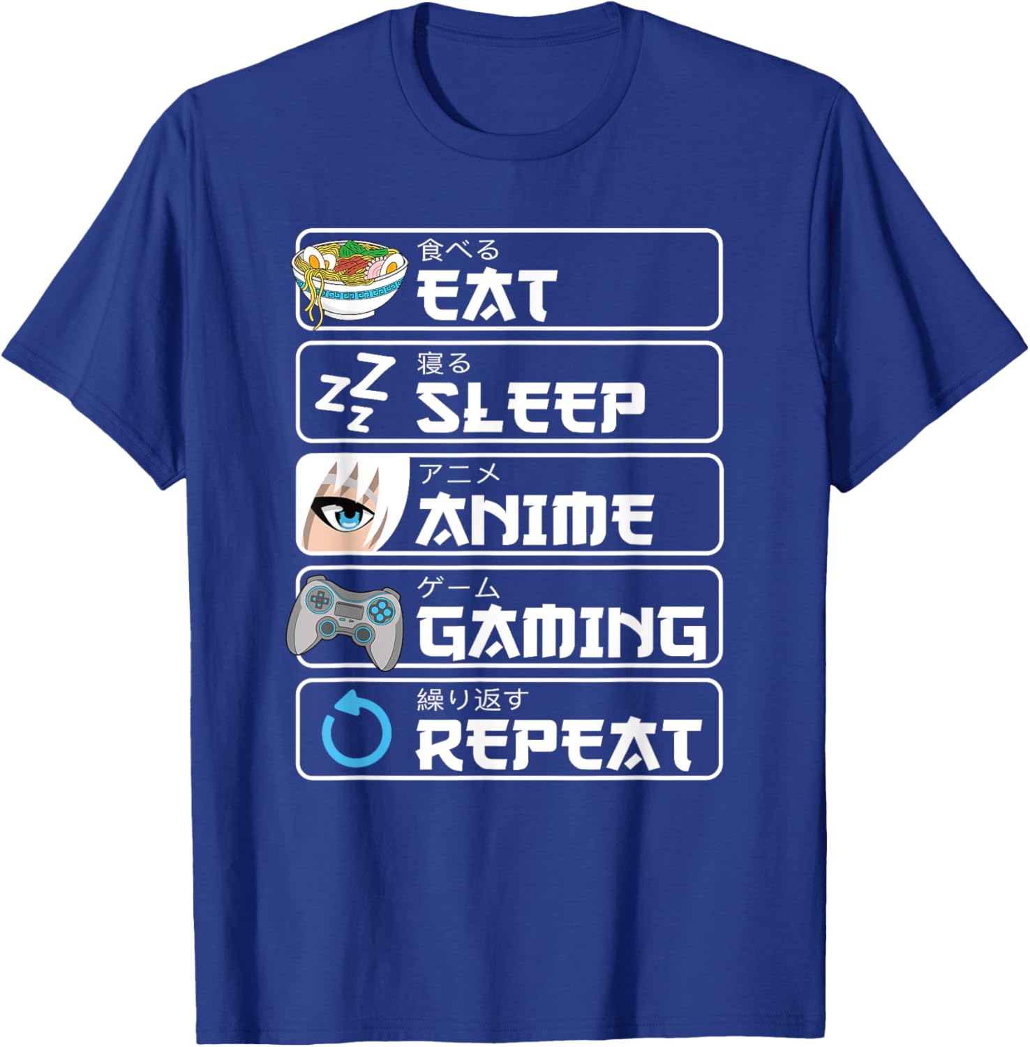 Eat Sleep Anime Gaming Repeat T-Shirt for Otaku Boys and Men - 17