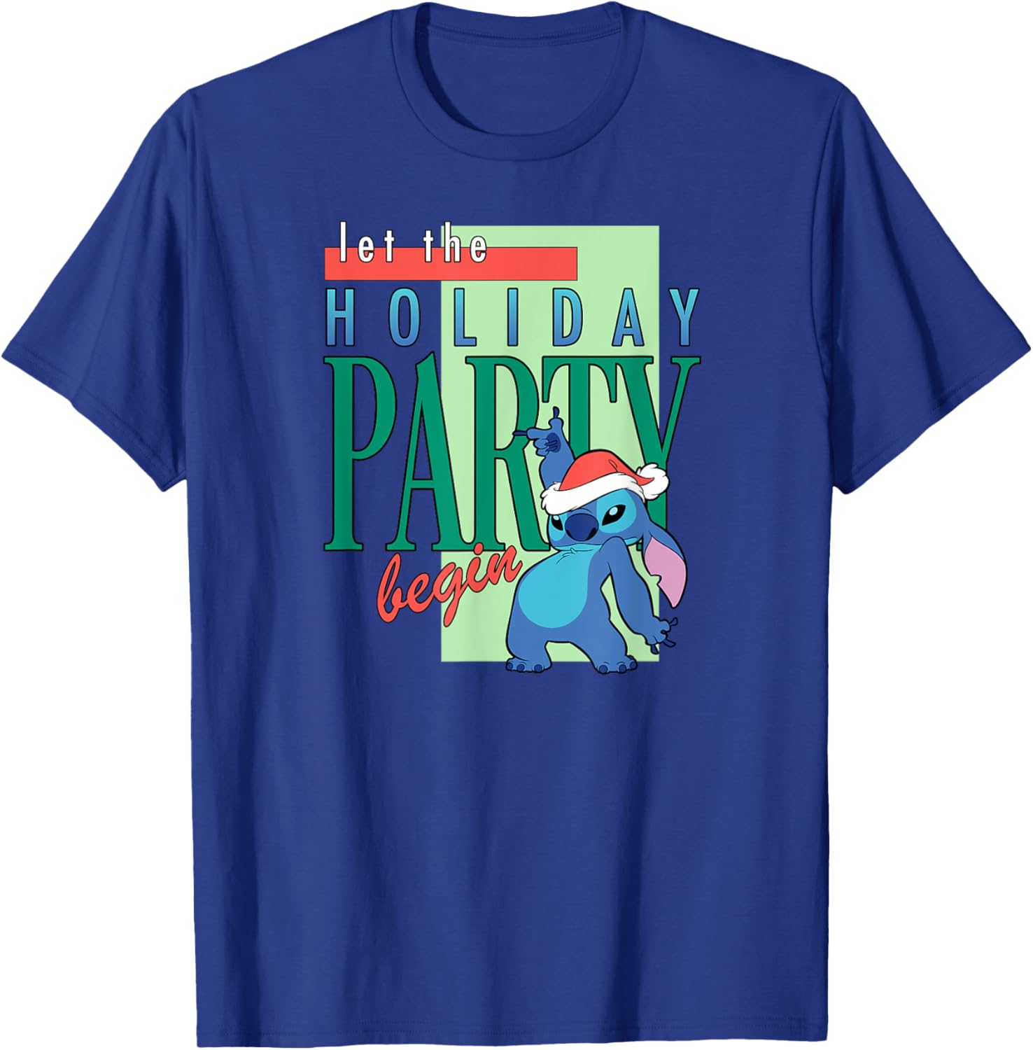 Festive Amazon Essentials Stitch Santa Let The Holiday Party Begin T-Shirt - 3