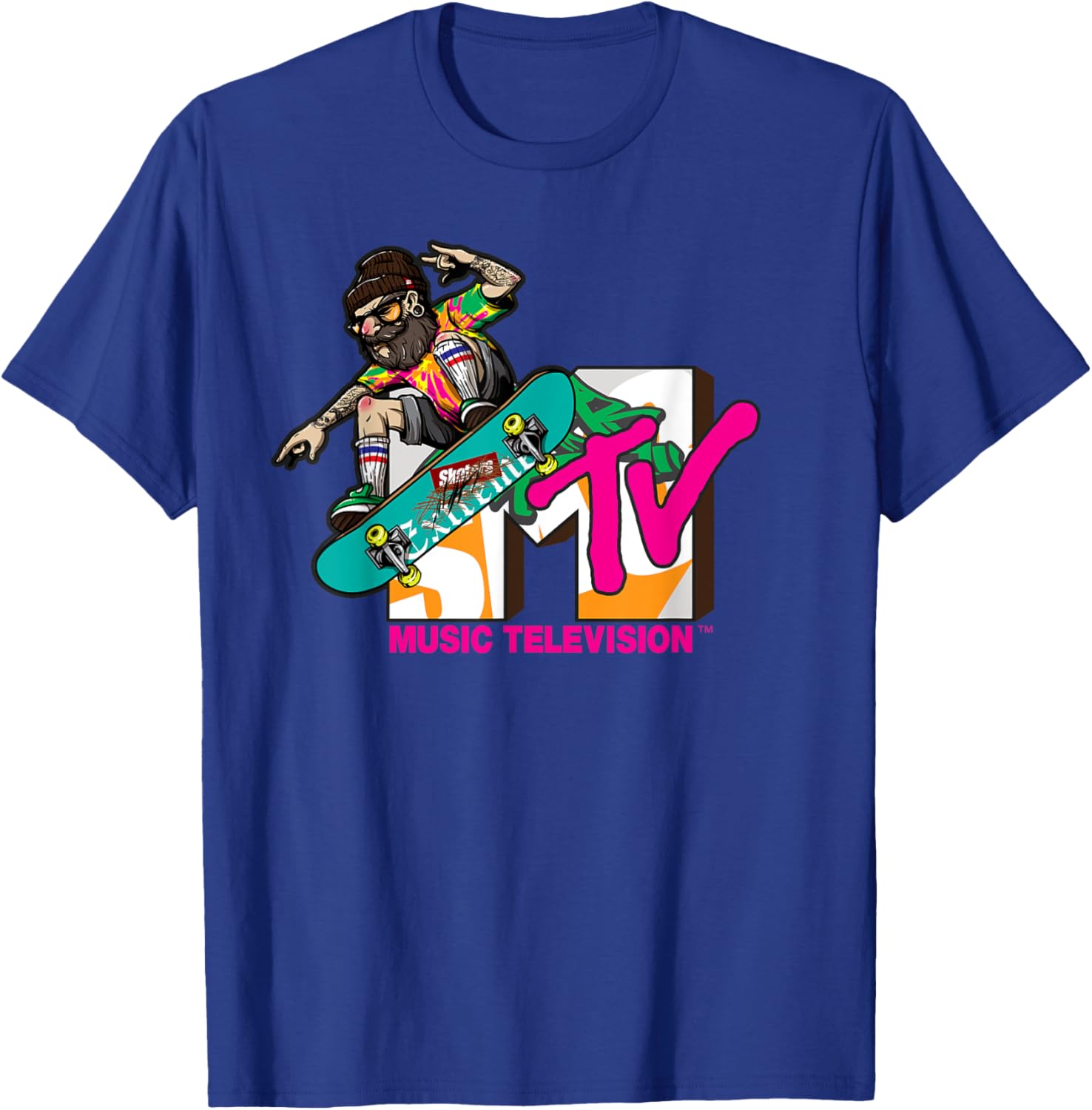 Mademark x MTV Hipster Skater T-Shirt - Trendy Logo Graphic Tee - 10