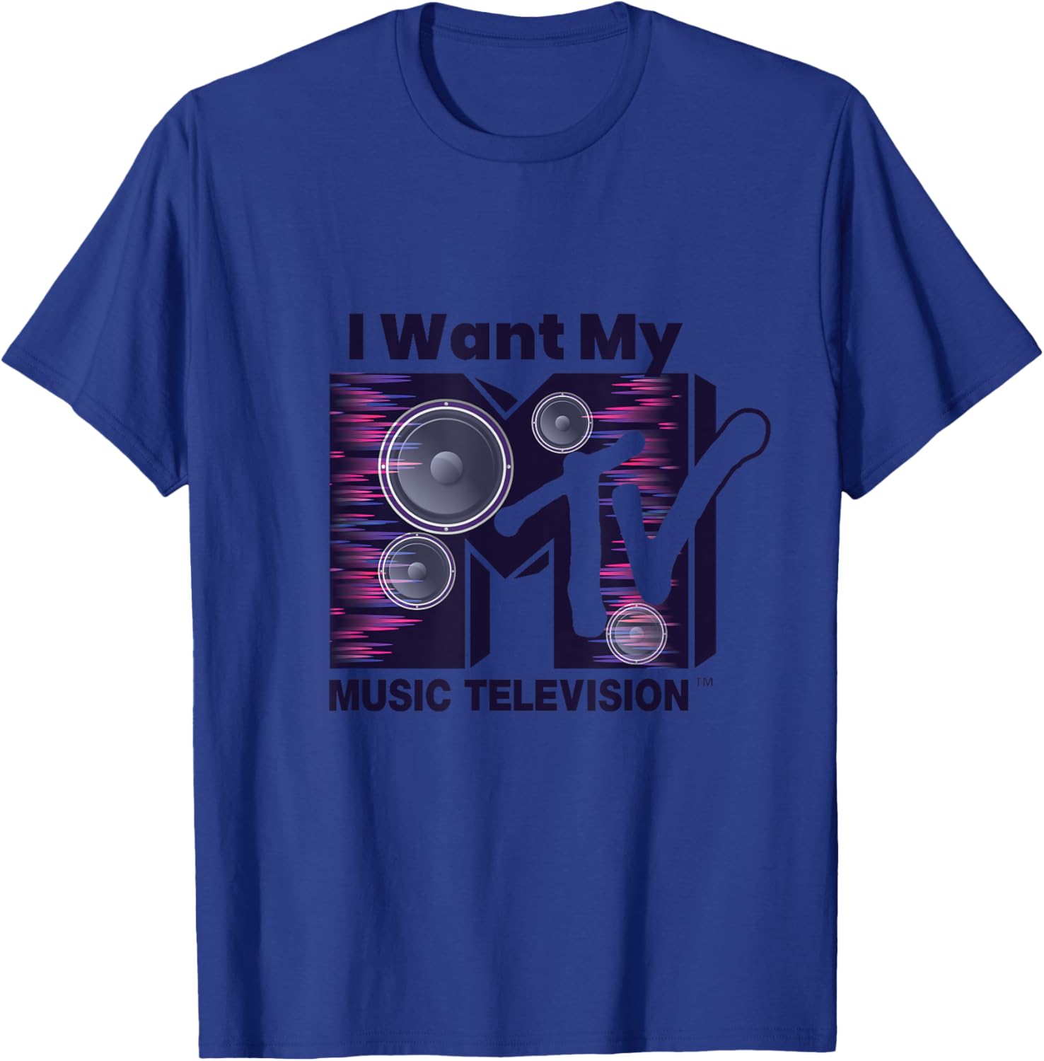 Mademark x MTV Violet Blue T-Shirt with Iconic Logo and Boom Box Design - 12