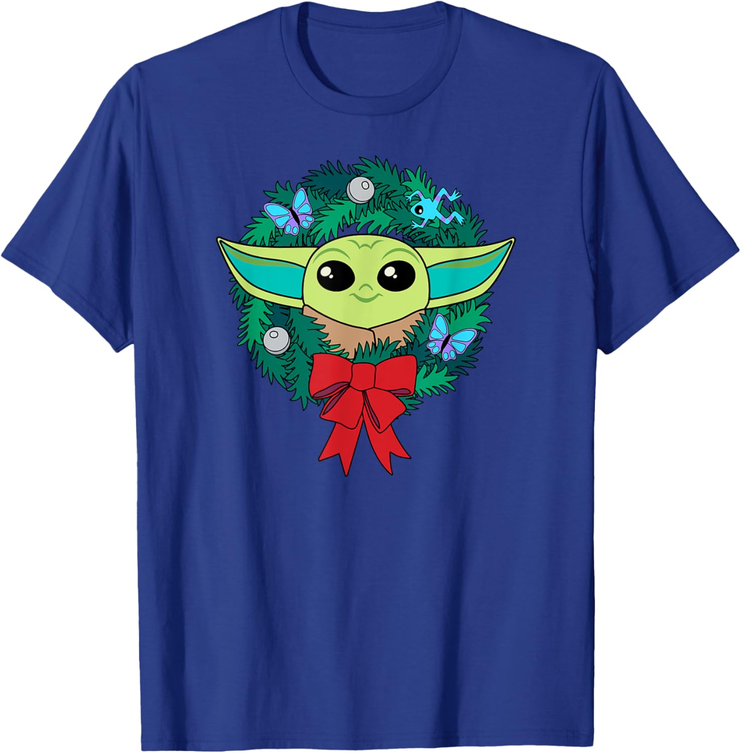 Mandalorian Grogu Holiday Wreath T-Shirt for Festive Fans - 2