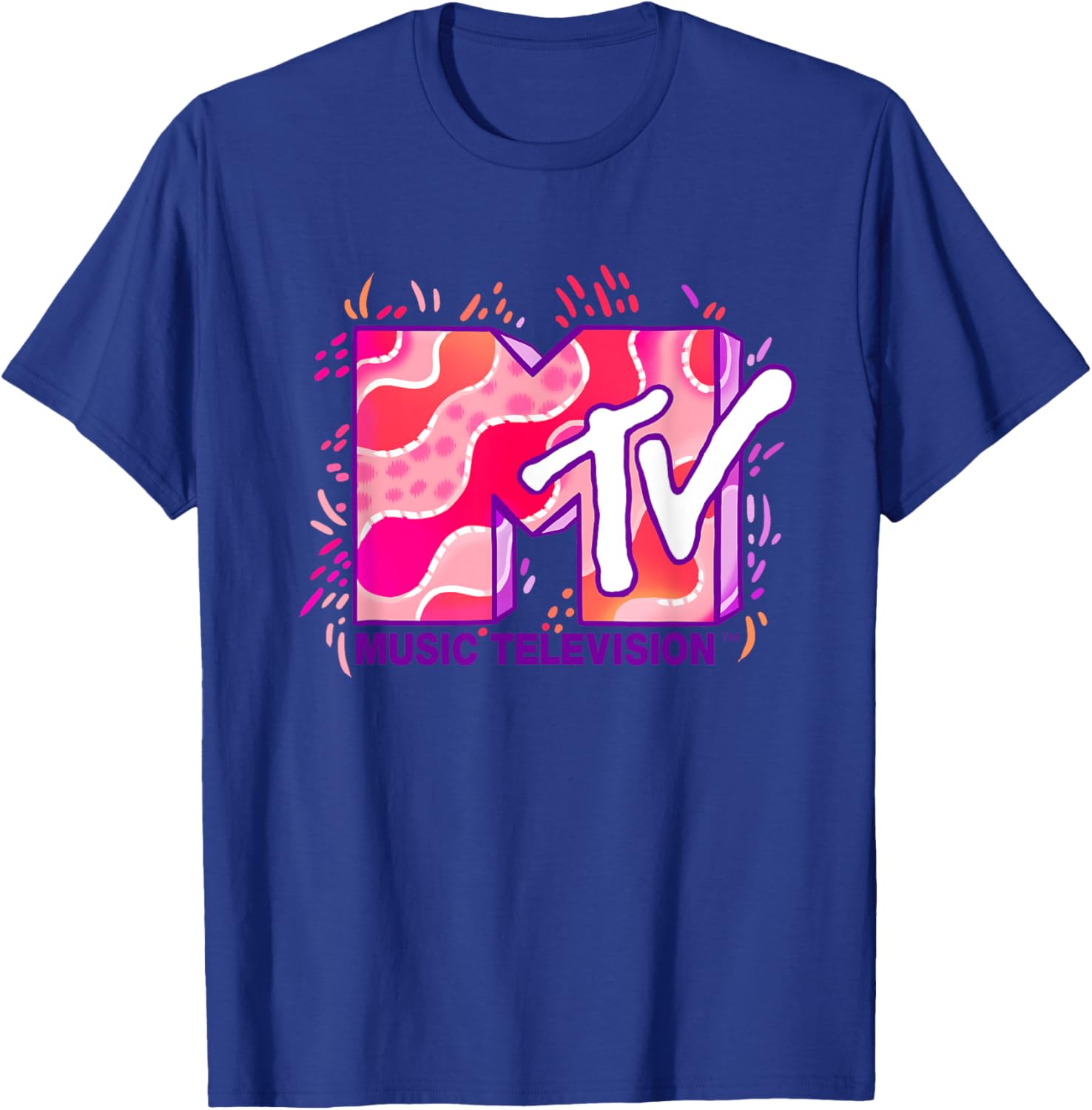 Mademark x MTV Funky Pink and Purple Waves Logo T-Shirt for Cool Style - 10
