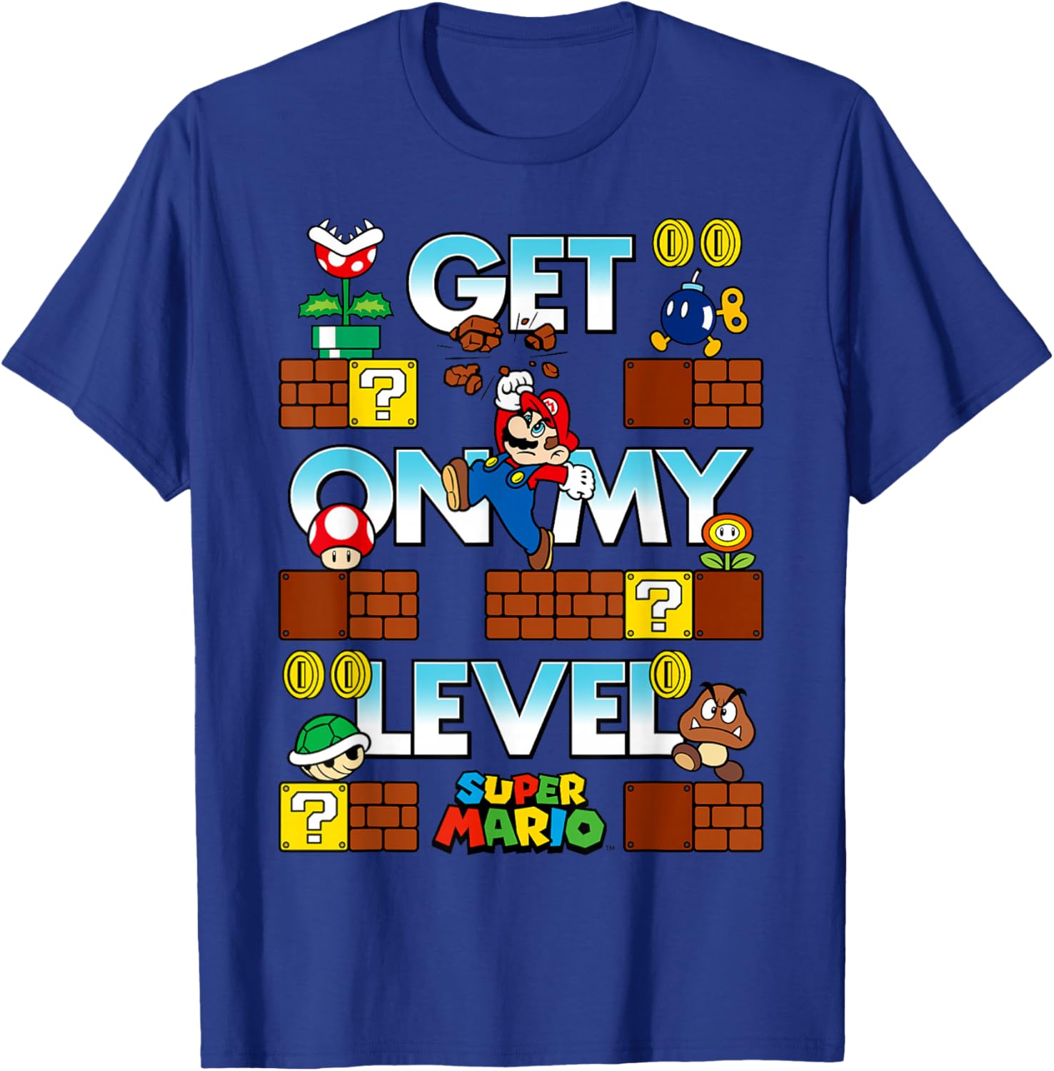 Super Mario Get On My Level Game Play Poster T-Shirt for Gamers - 5
