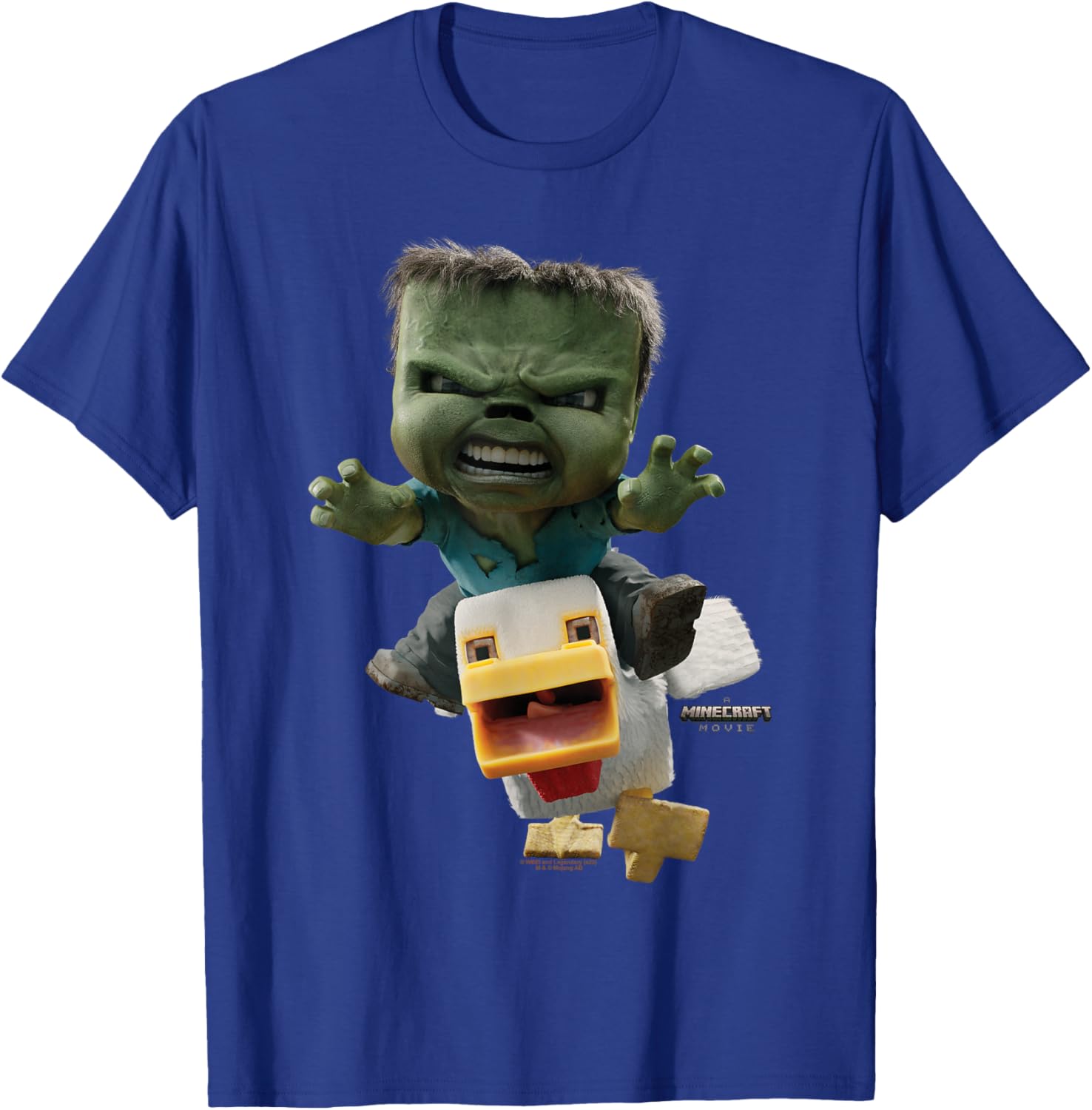 Cool Minecraft Movie Chicken Jockey Baby Zombie Attack T-Shirt for Kids - 1