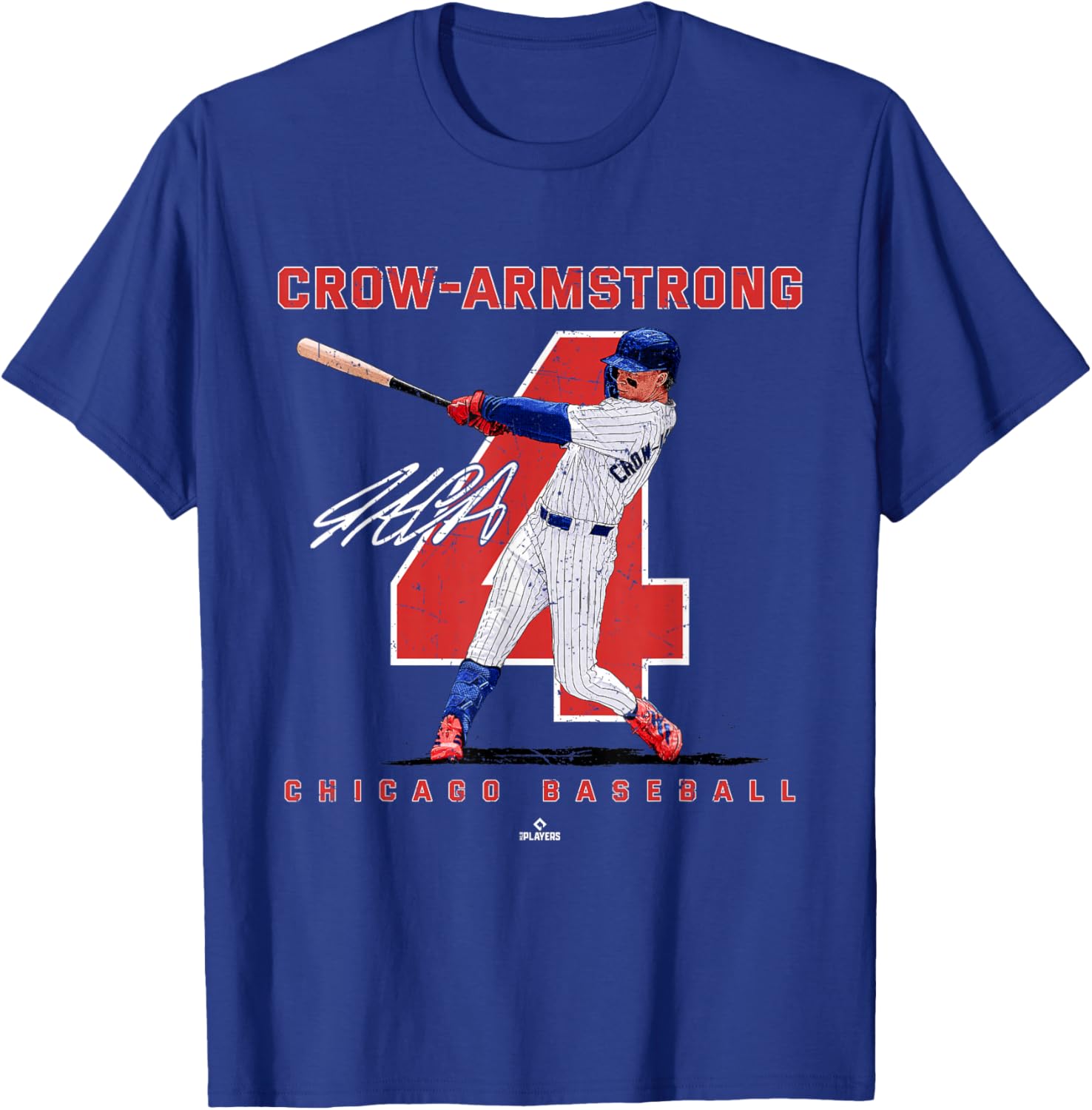 Pete Crow Armstrong Chicago Baseball T-Shirt MLBPA Number and Portrait Design - 3