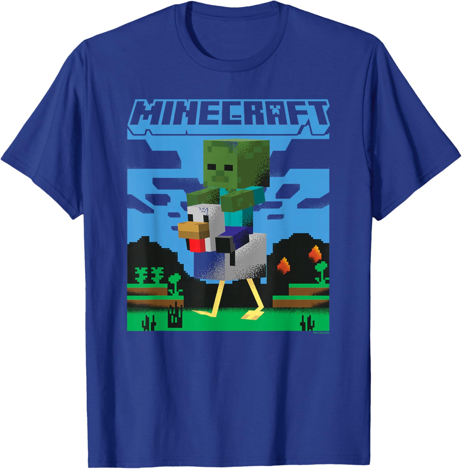 Minecraft Chicken Jockey Day Walk Poster T-Shirt for Gamers and Fans - 8