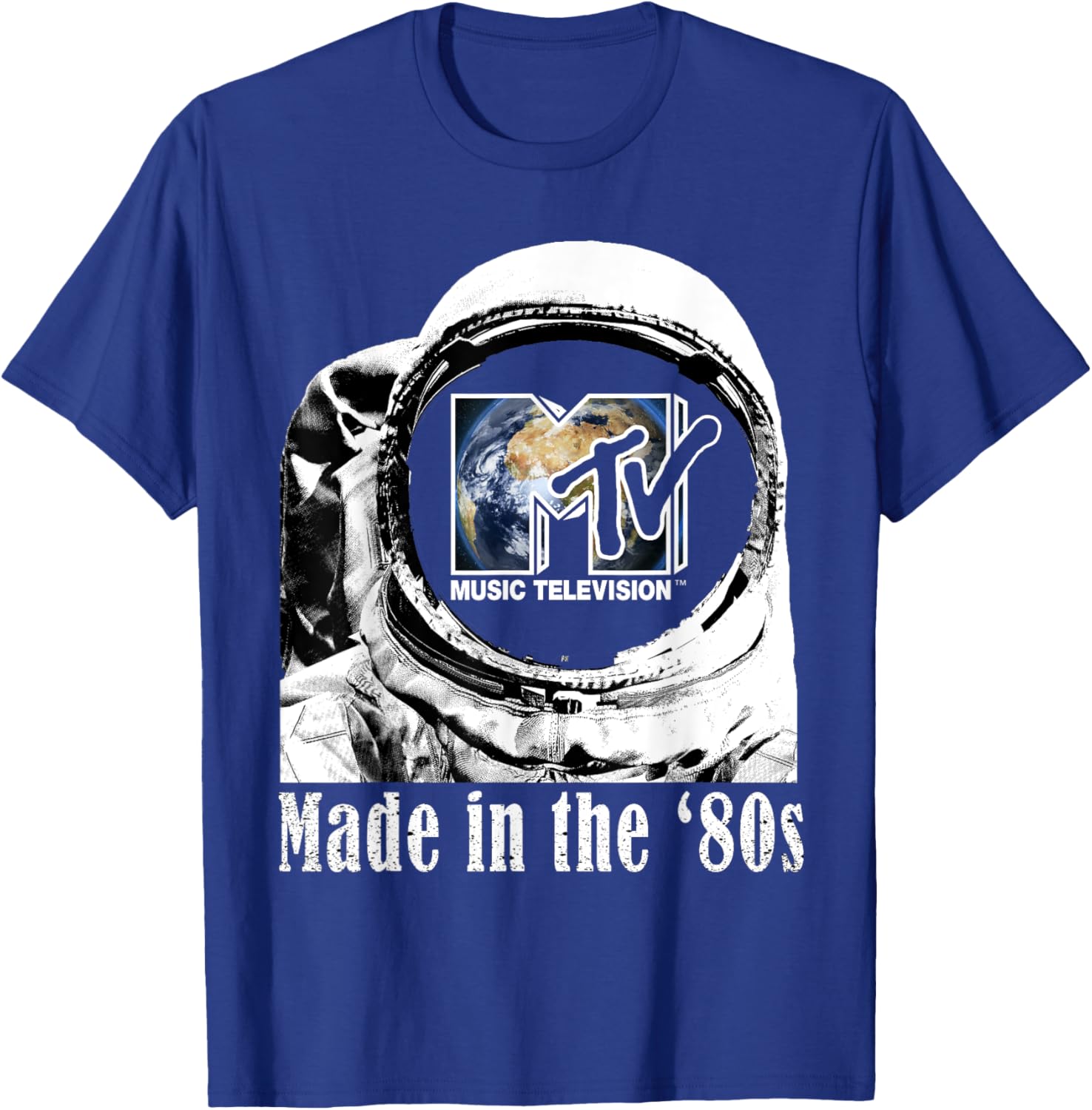Mademark x MTV 80s Astronaut T-Shirt with Earth Logo for Retro Vibes - 1
