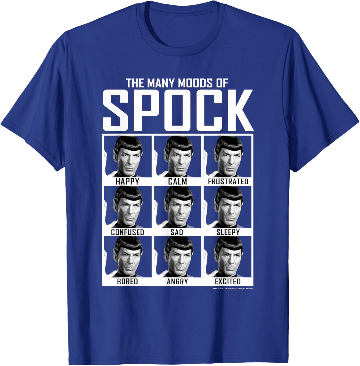 Star Trek Spock Moods Textbook T-Shirt for Fans of Classic Sci-Fi Fashion - 1