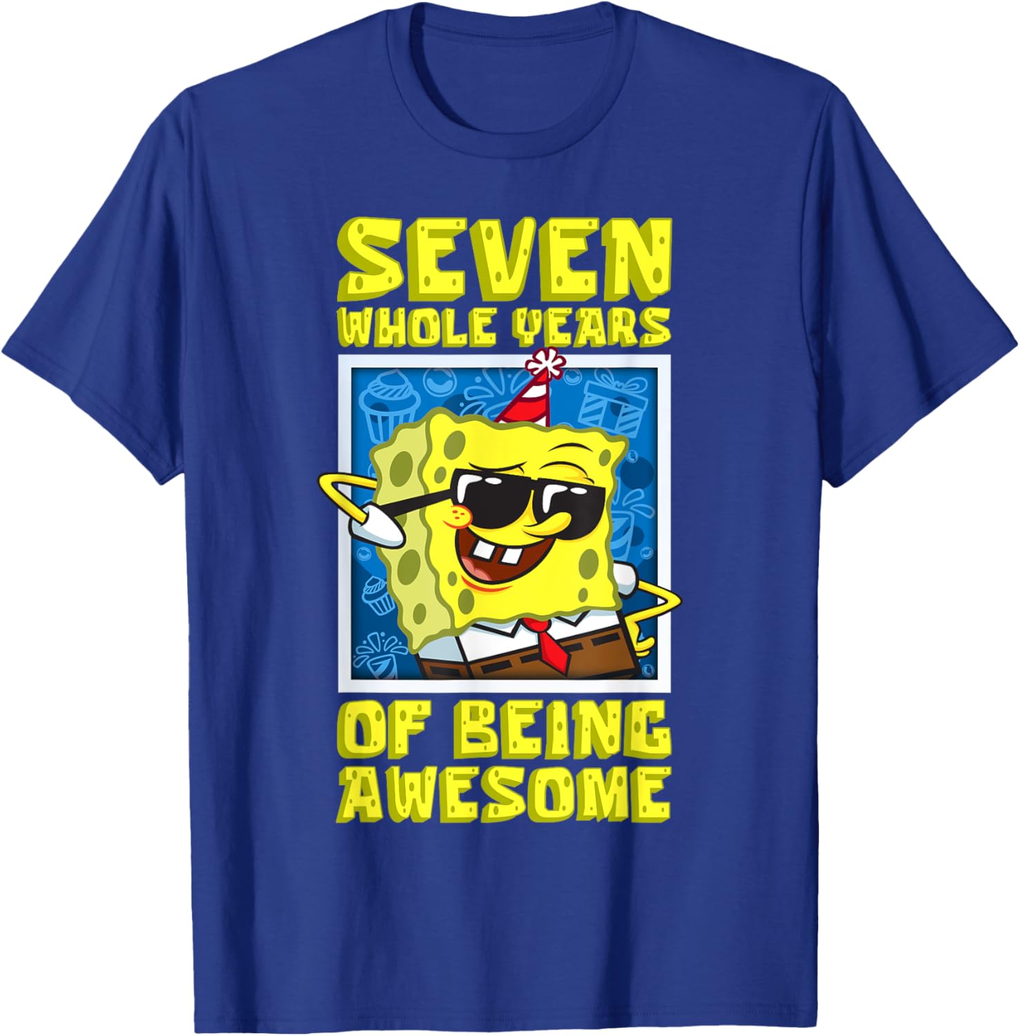 Mademark SpongeBob Seven Years of Awesome 7th Birthday Gift T-Shirt - 14