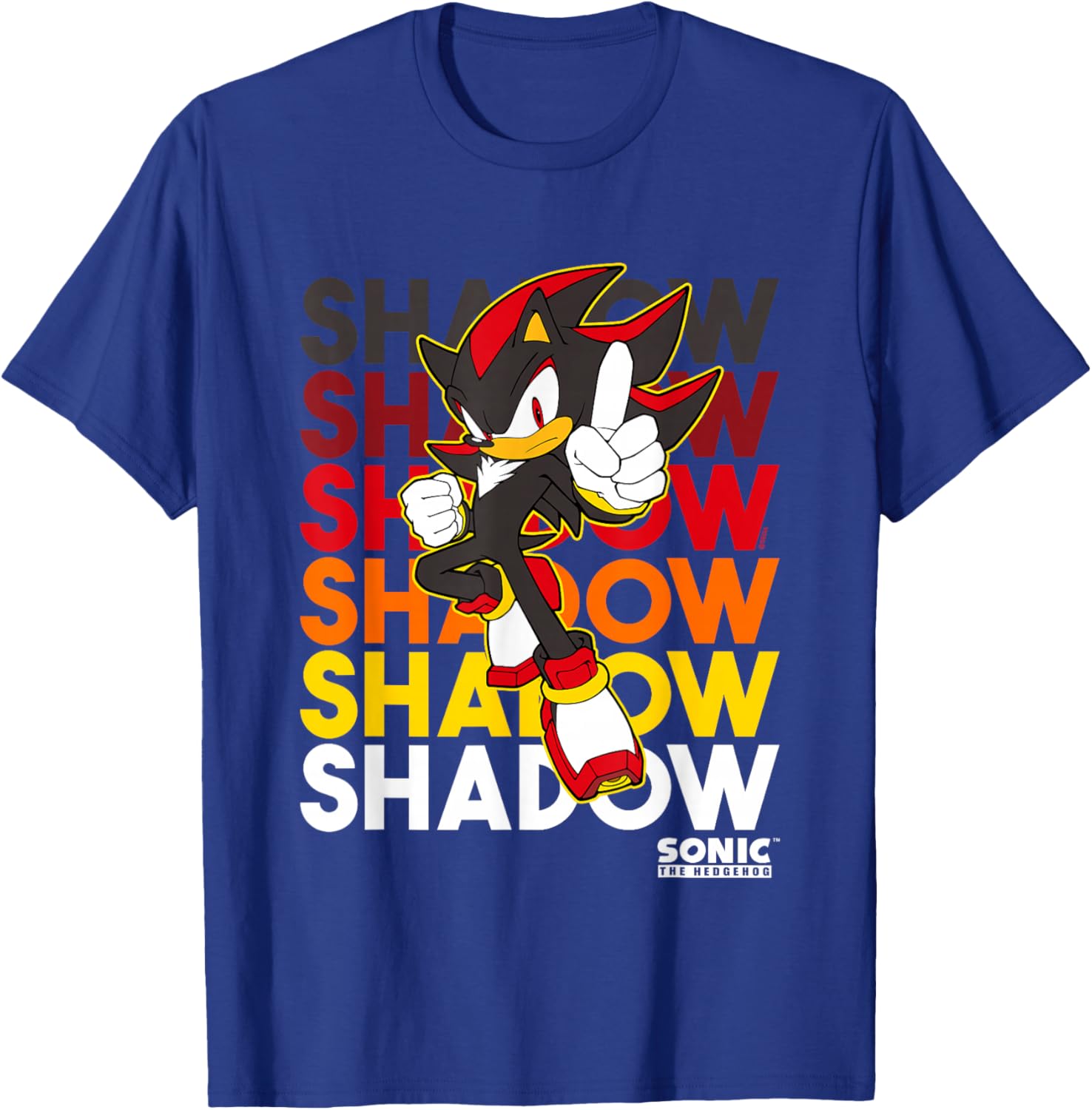 Sonic The Hedgehog Shadow Logo Stacked Text Cool Graphic T-Shirt - 1