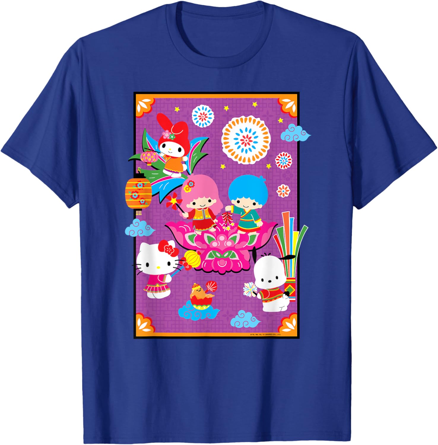 Hello Kitty & Friends Lunar New Year T-Shirt for Adults - Black, Small - 17