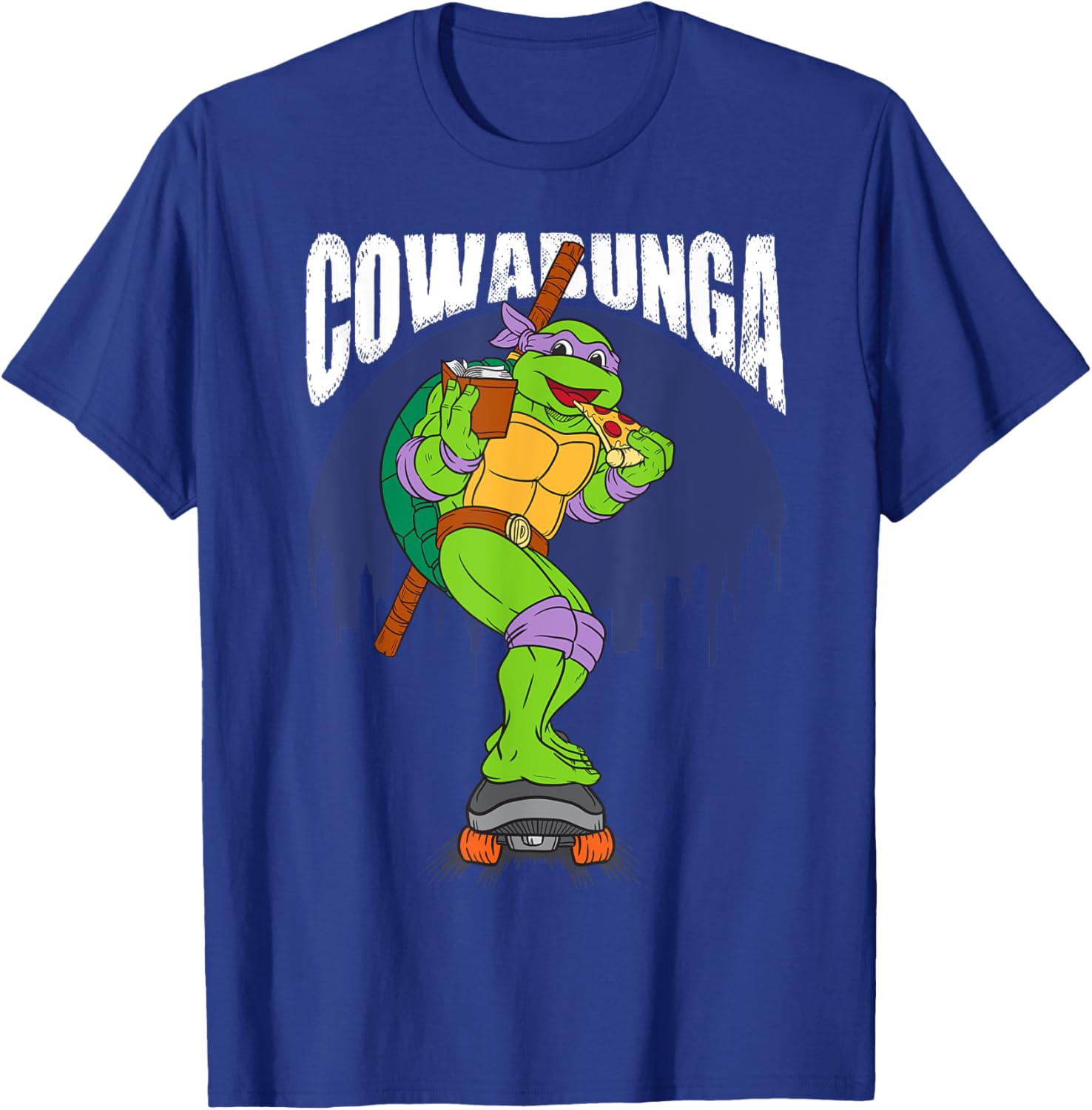 Cowabunga Donatello on Skates Pizza T-Shirt for TMNT Fans - 1