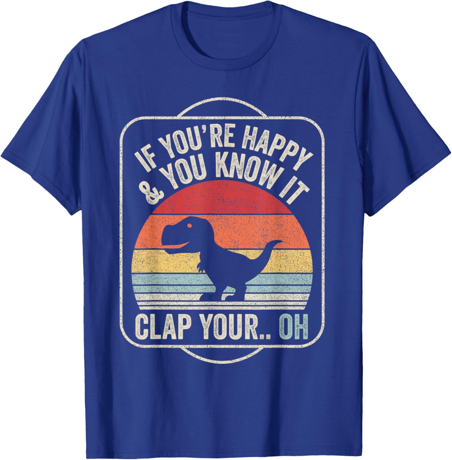 Catch Some Rays T-Rex Happy Dino Vintage Black Short Sleeve T-Shirt - 15