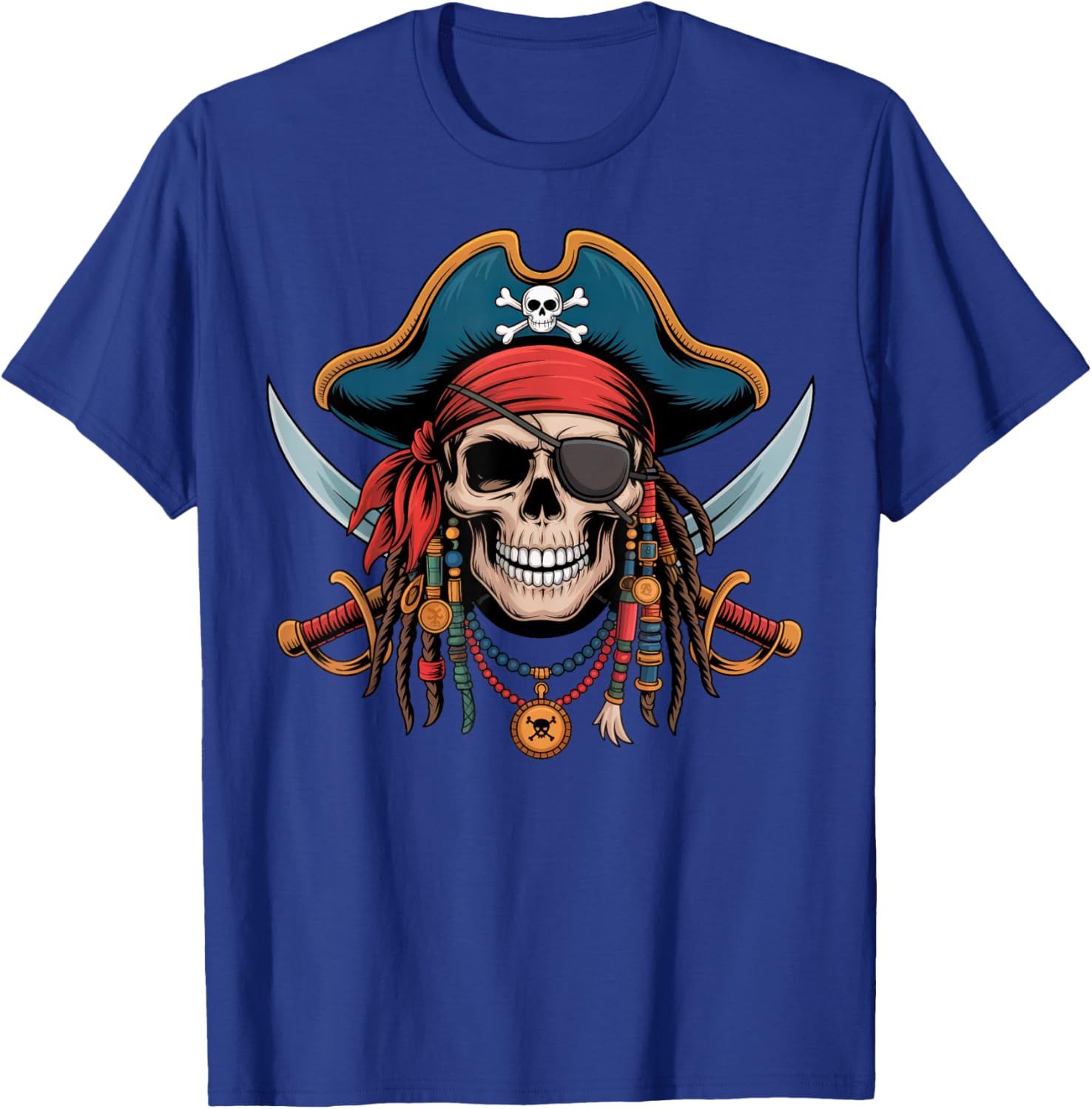 Pirate Skull and Crossbones Skeleton Halloween T-Shirt for Men and Boys - 26