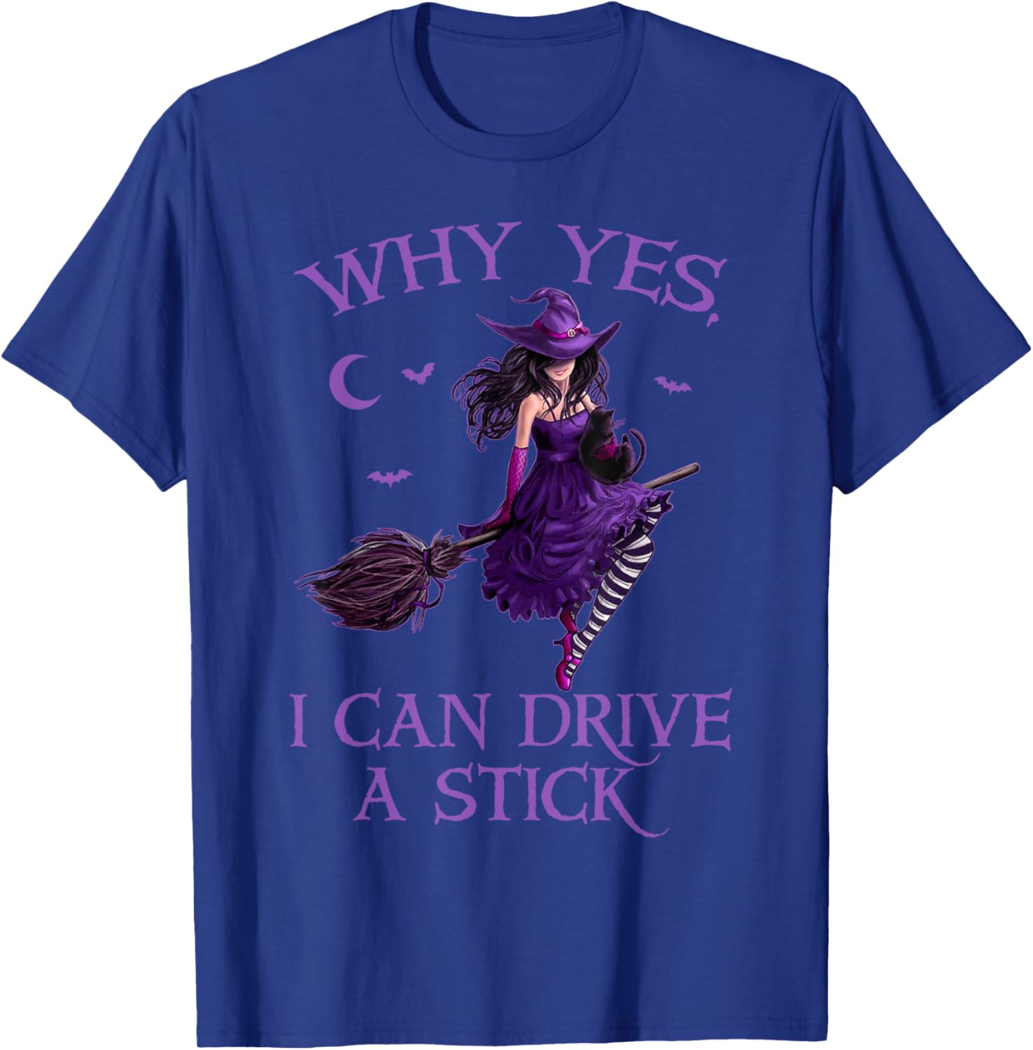 Funny Witch T-Shirt for Women - Why Yes I Can Drive a Stick Halloween Tee - 17