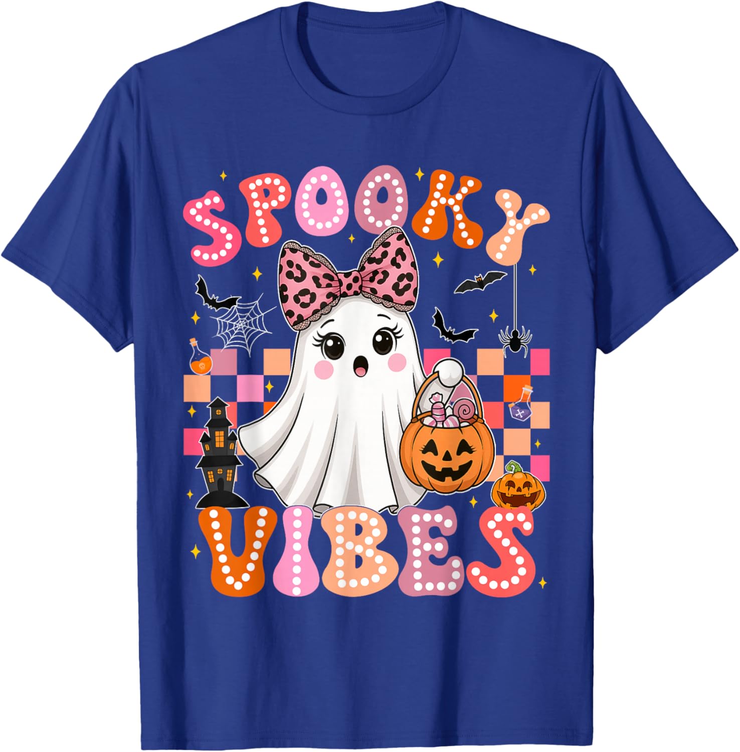 Groovy Spooky Vibes Cute Ghost Halloween T-Shirt for Girls - 3