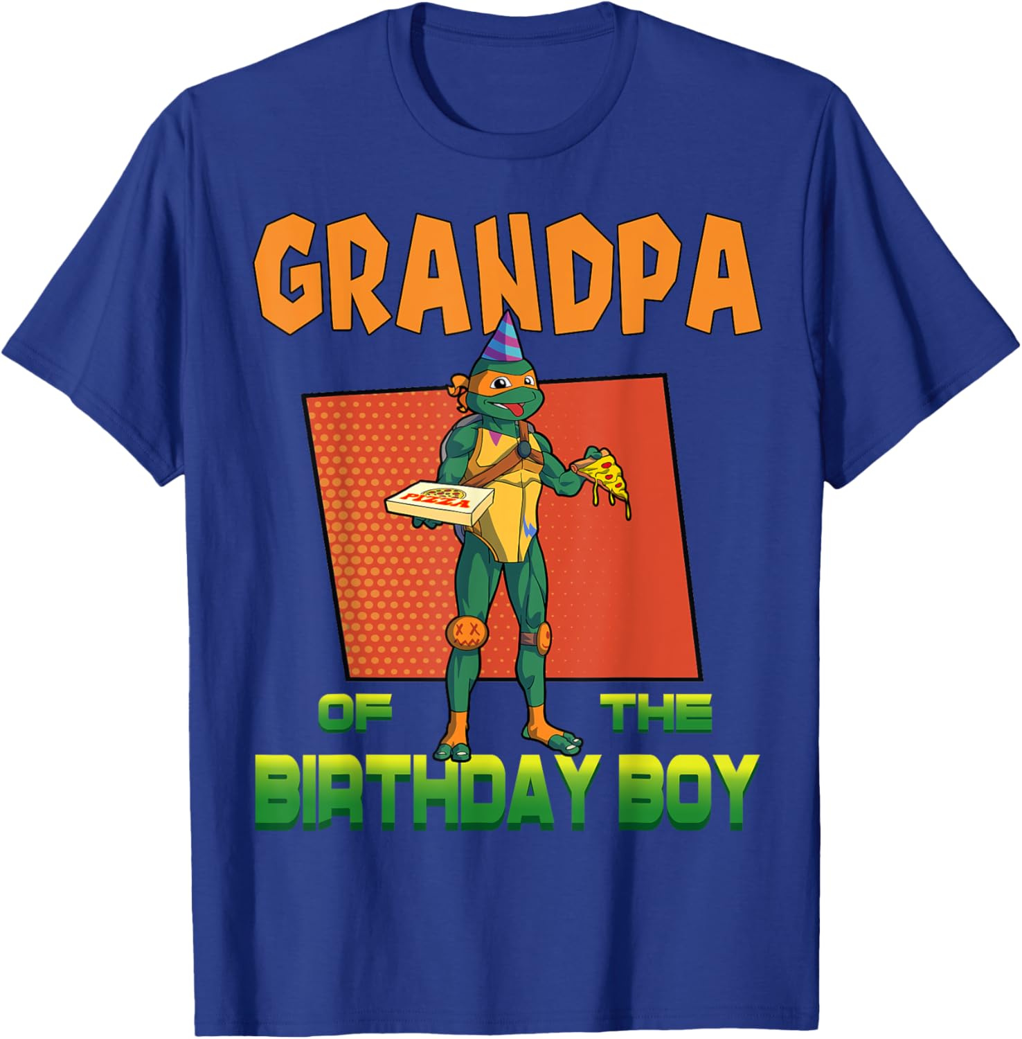 Mademark X TMNT Mikey Grandpa Birthday Pizza Party T-Shirt for Kids - 13