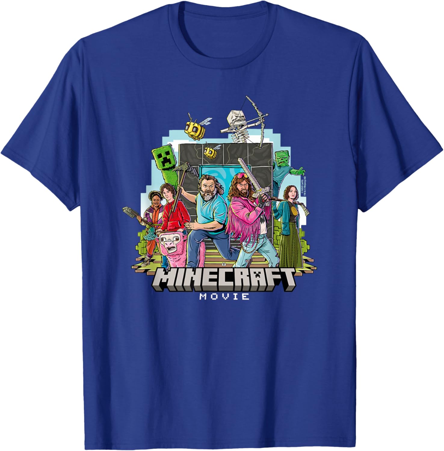Minecraft Movie Character Group Shot T-Shirt in Cartoon Style - 7