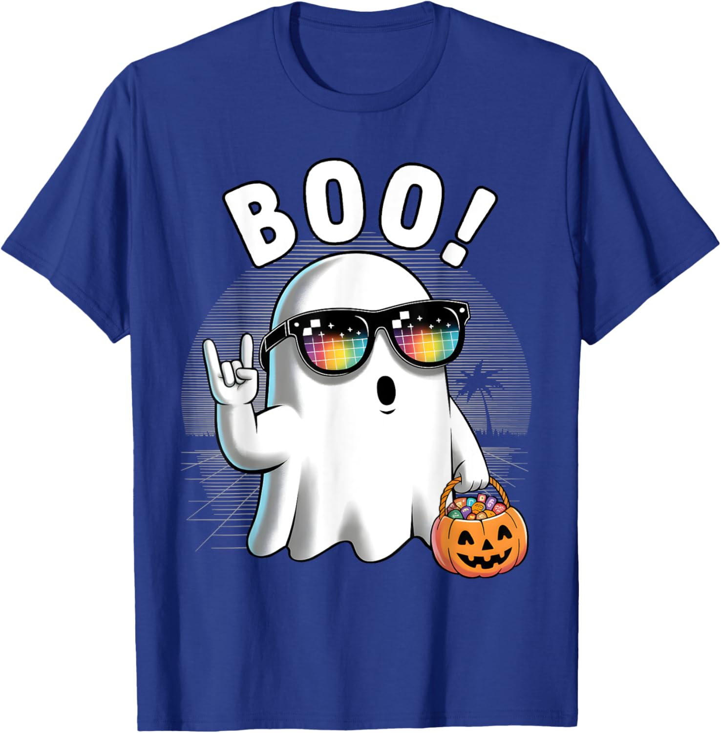 Rock Ghost Retro Halloween Pumpkin T-Shirt for Fun Spooky Style - 19