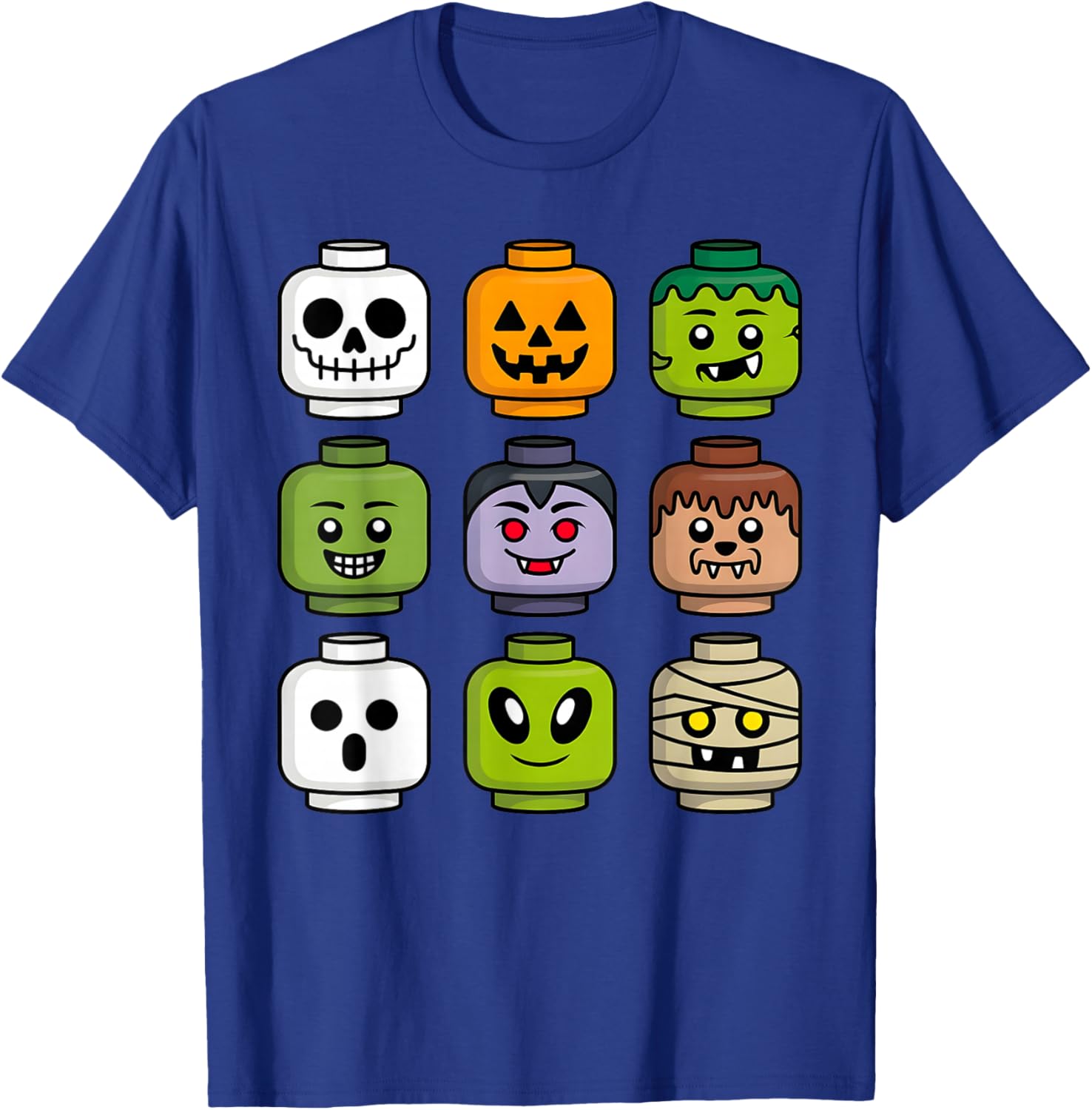 Halloween Building Brick T-Shirt for Boys with Pumpkin Ghost and Zombie Design - 14