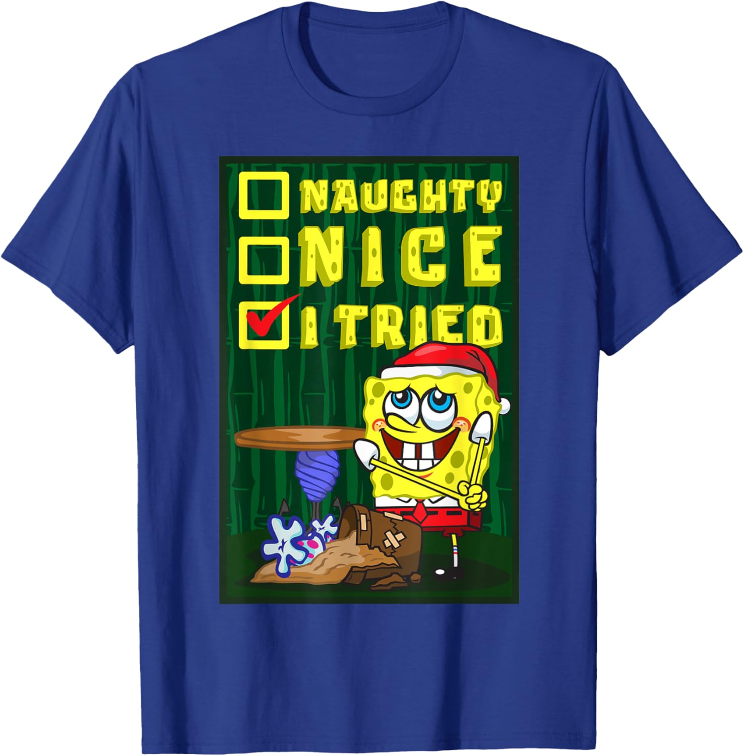 Mademark SpongeBob Christmas Santa's List Nice T-Shirt for Fun Holiday Wear - 3