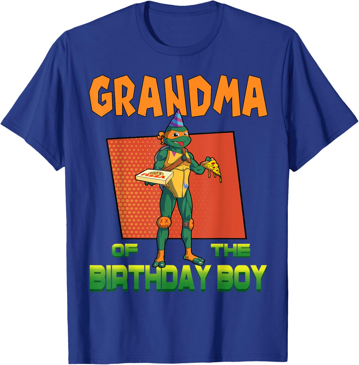 Mademark TMNT Mikey Grandma Birthday Boy Pizza Party T-Shirt for Kids - 13