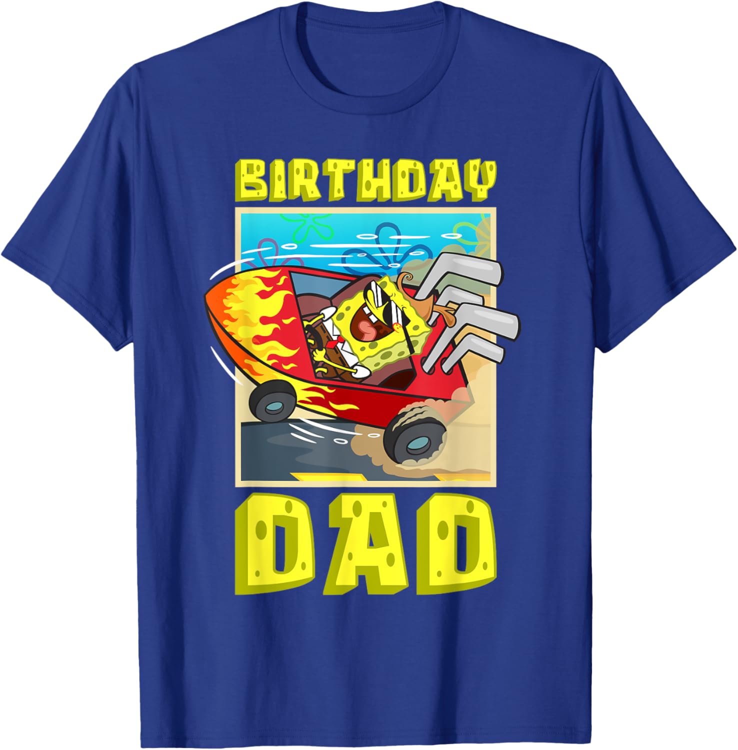 SpongeBob Birthday Dad Driving Super Car T-Shirt for Father's Day Fun - 6